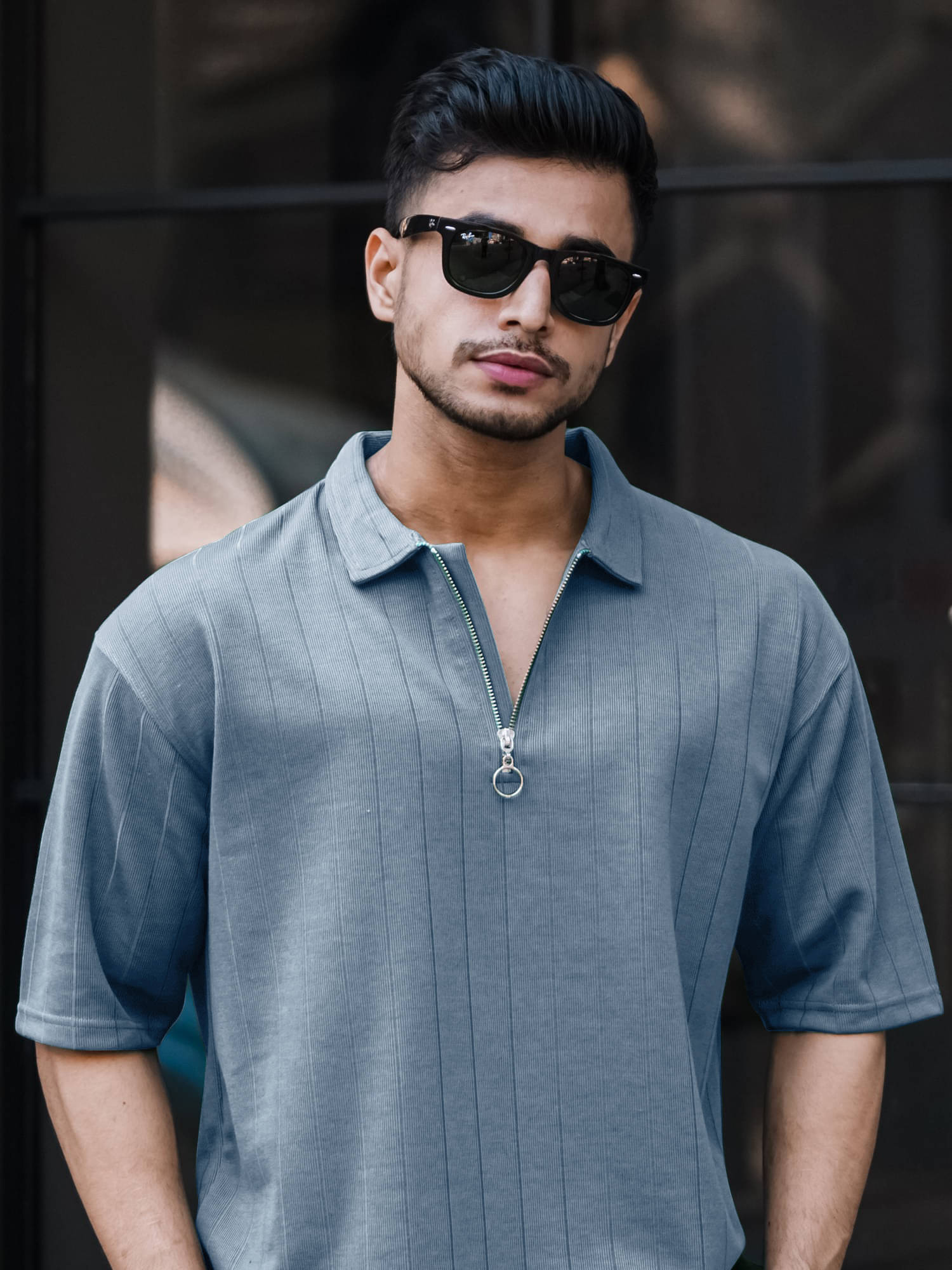 Maniac Men Cotton Oversized Fit Solid Polo T Shirt ( Grey ) Maniac Men Cotton Oversized Fit Solid Polo T Shirt ( Grey )