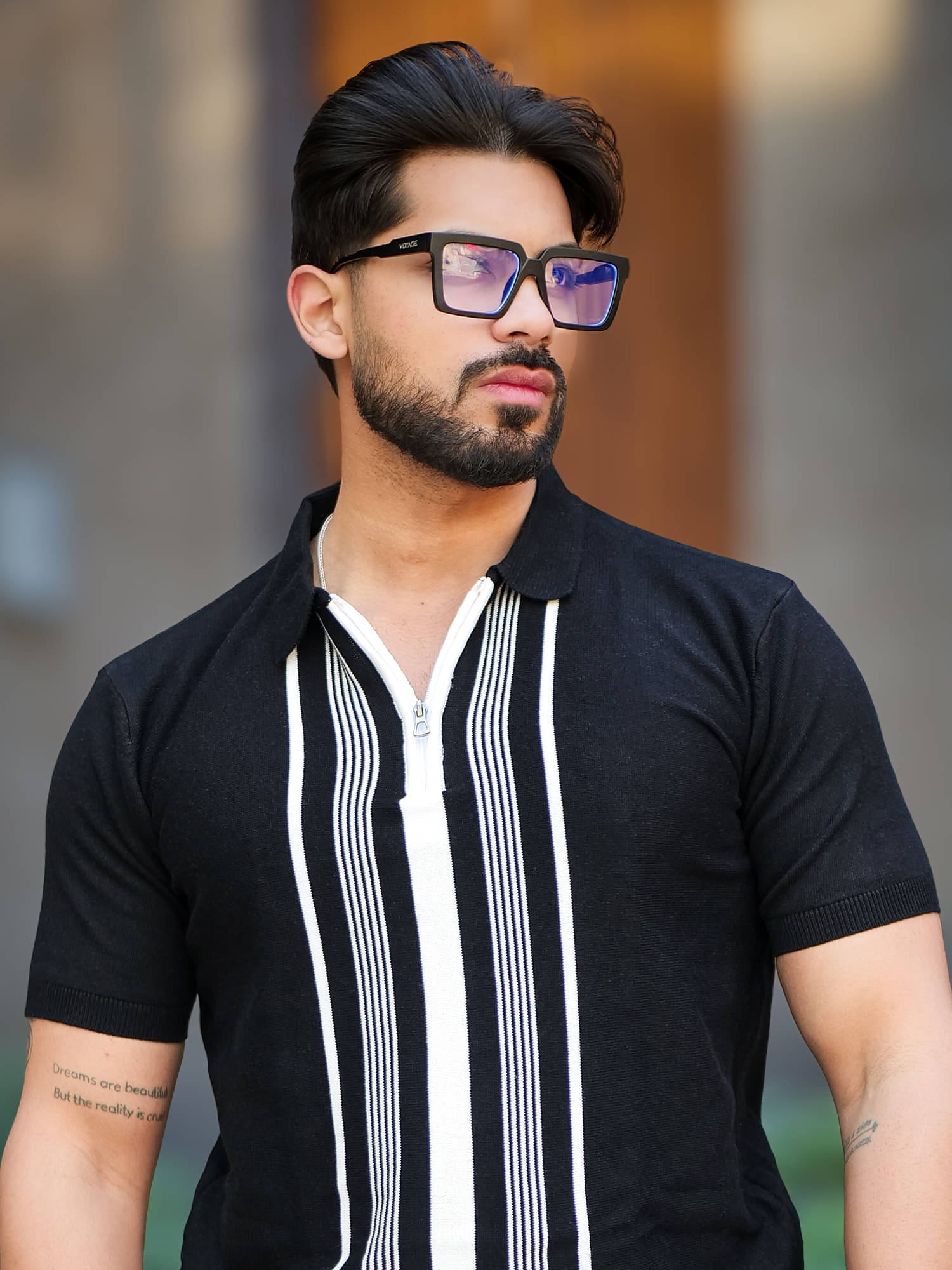     			Maniac Men Cotton Regular Fit Self Design Polo T Shirt ( Black )