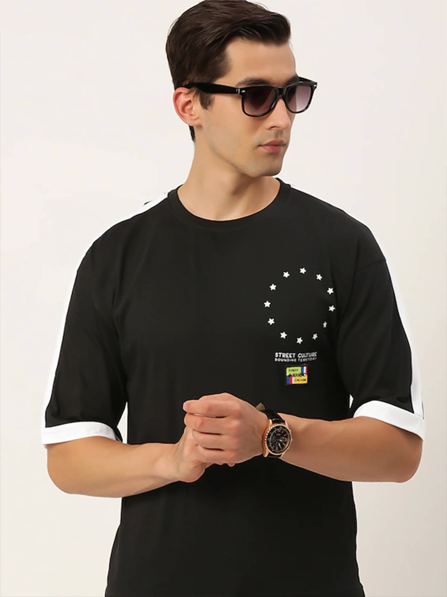     			Maniac Men Cotton Slim Fit Printed T-Shirt ( Black )