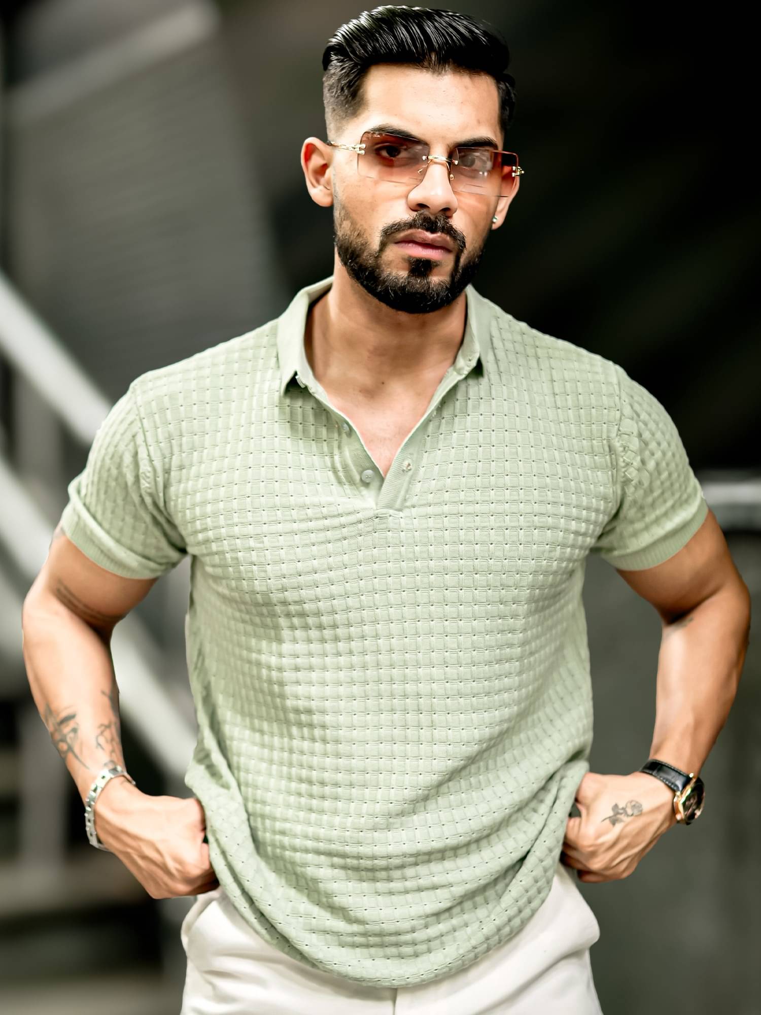     			Maniac Men Cotton Slim Fit Solid Polo T Shirt ( Green )