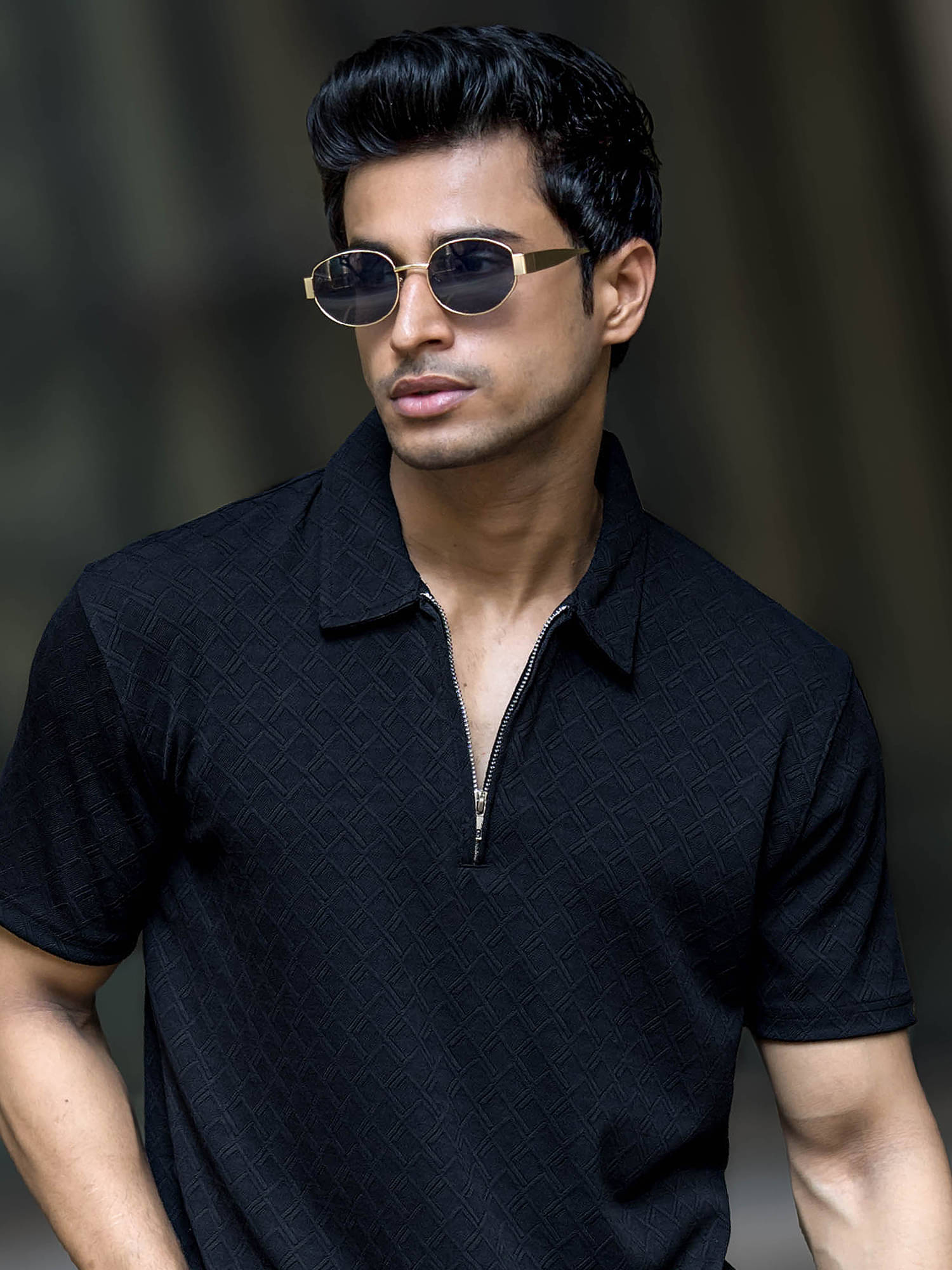     			Maniac Men Cotton Slim Fit Solid Polo T Shirt ( Black )