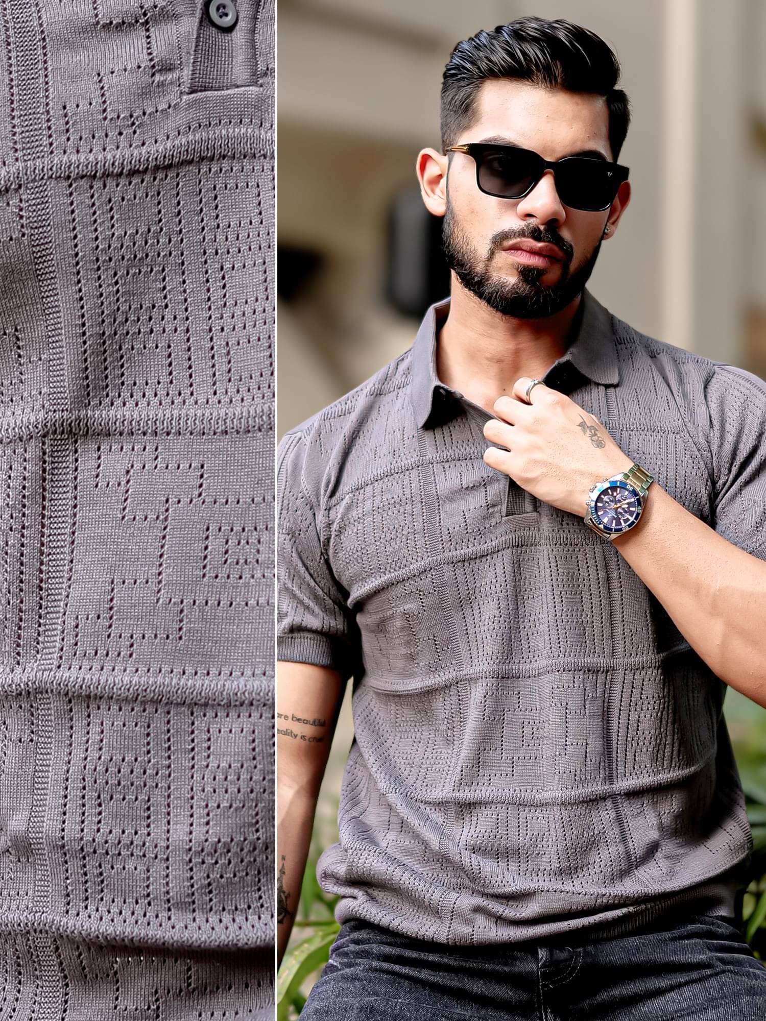 Maniac Men Cotton Slim Fit Solid Polo T Shirt ( Grey ) Maniac Men Cotton Slim Fit Solid Polo T Shirt ( Grey )