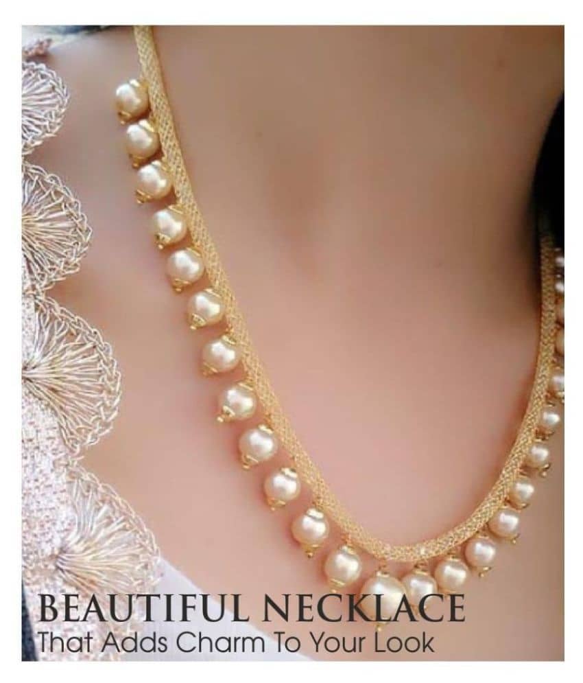 PUJVI Golden Pearls Necklace ( Pack of 1 )