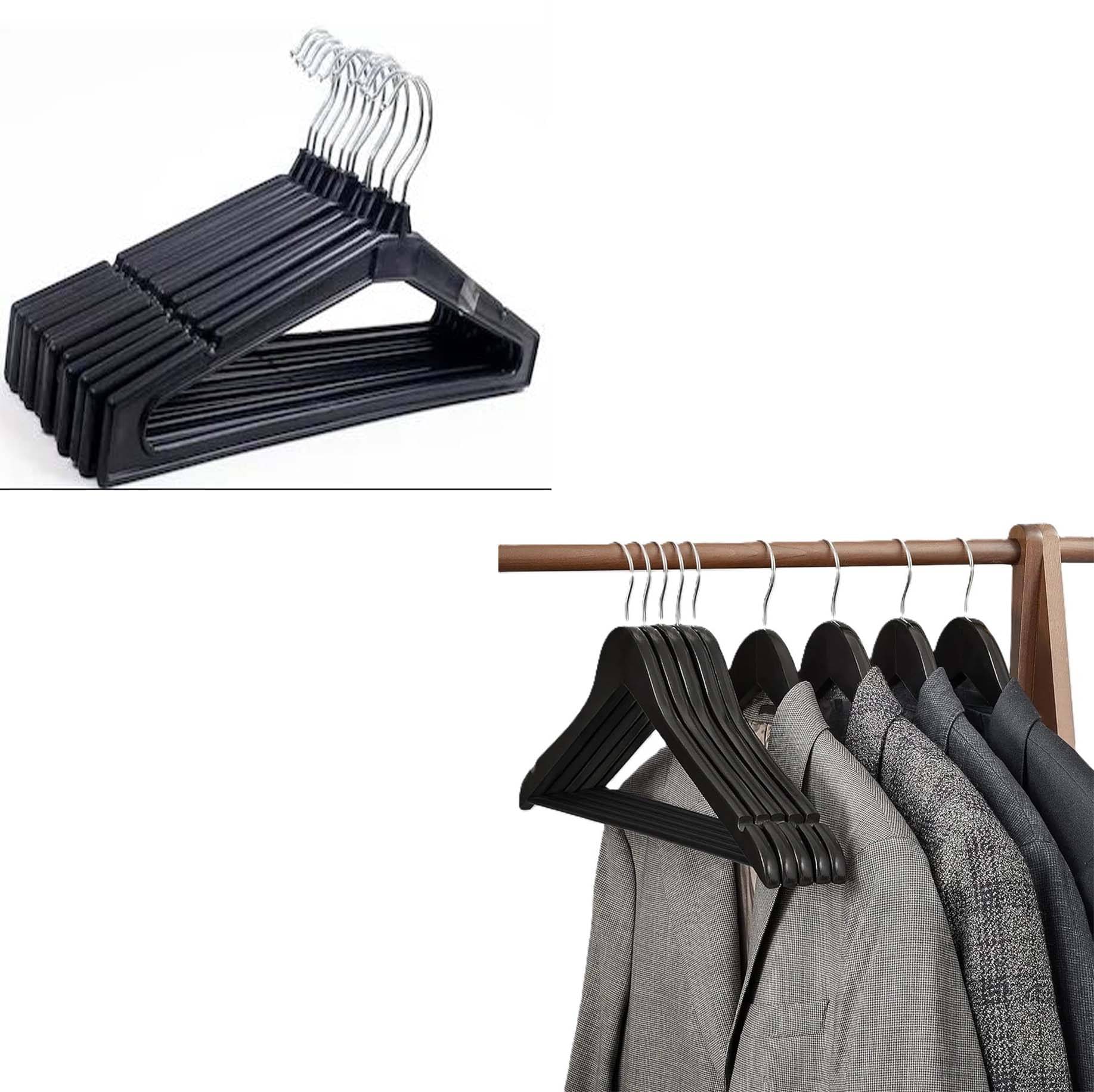     			Plastic Hanger (Set of 12) Black Clothes Hanger