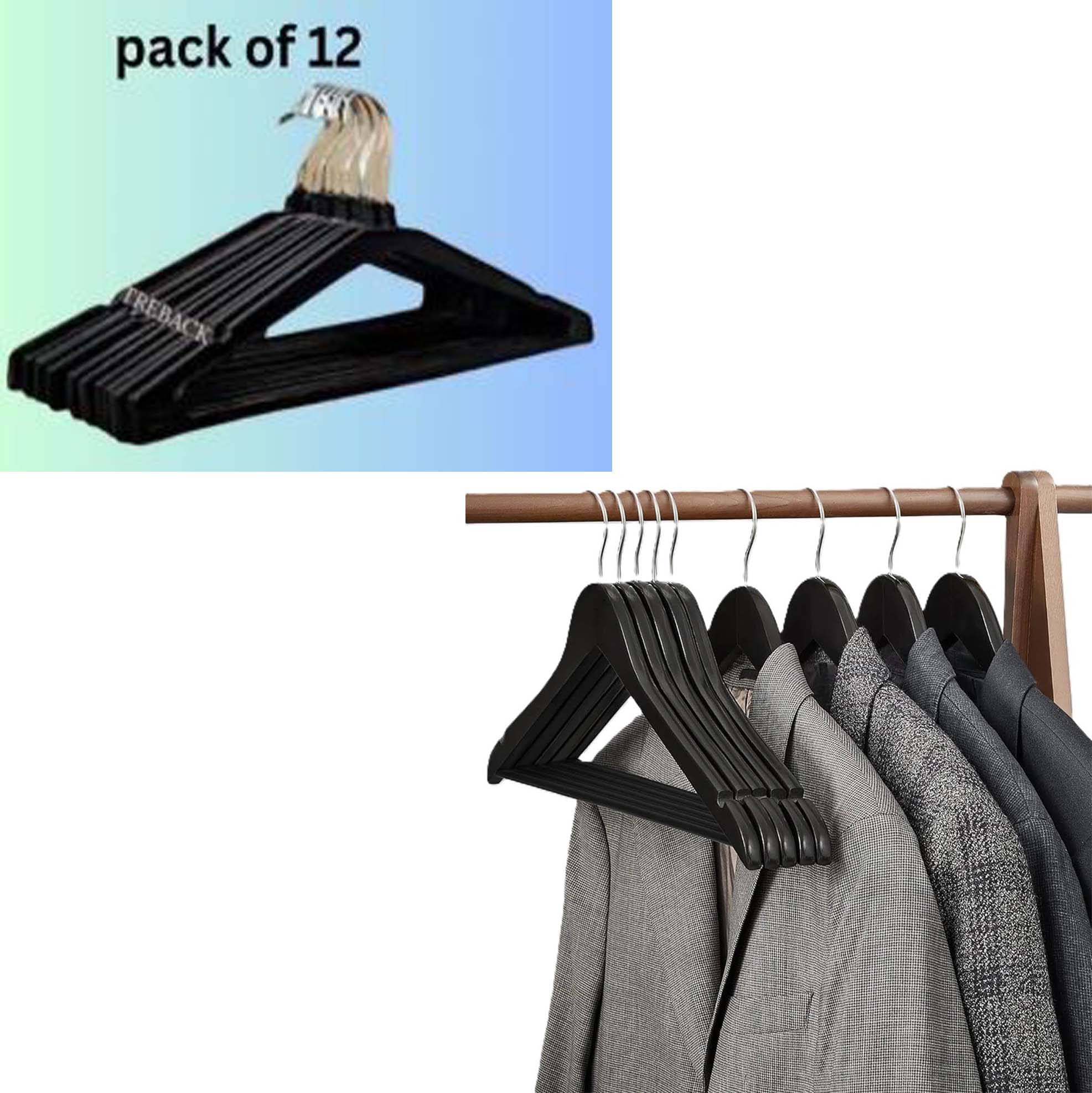 Plastic Multipurpose Hangers Set for Home (Black) -12 Plastic Multipurpose Hangers Set for Home (Black) -12