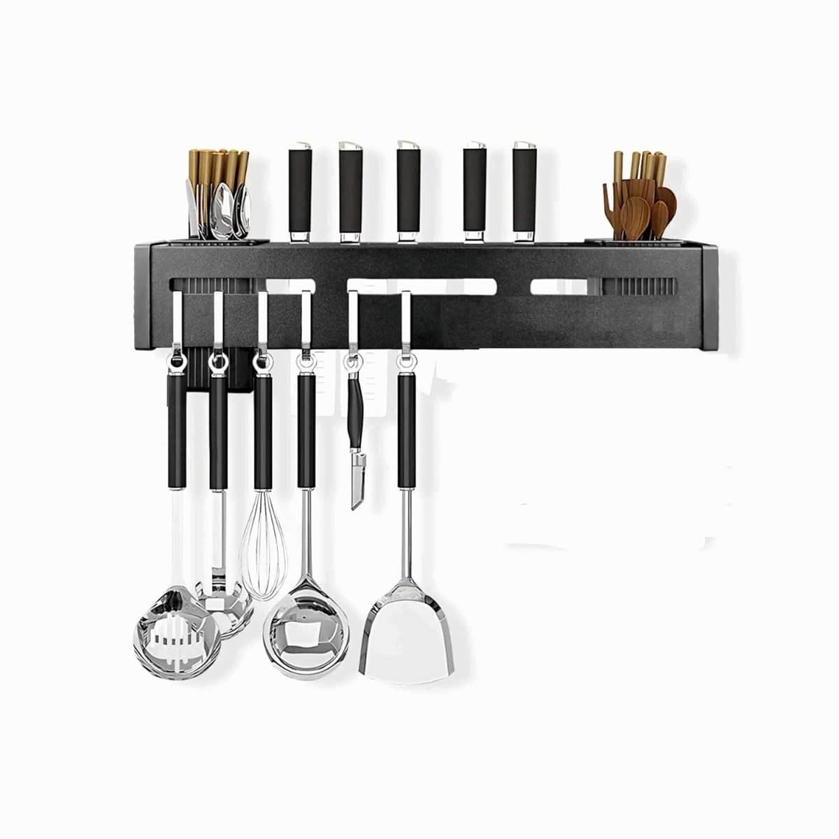 RAMDEV ENTERPRISE Kitchen Shelf Stainless Steel Wall Mount Knife Holder Spatula Ladle Hanging Hooks, Cutlery Holder , Storage Rack High Grade Metal Multi-Purpose (40 x 5.5 x 7.4 cm) RAMDEV ENTERPRISE Kitchen Shelf Stainless Steel Wall Mount Knife Holder Spatula Ladle Hanging Hooks, Cutlery Holder , Storage Rack High Grade Metal Multi-Purpose (40 x 5.5 x 7.4 cm)