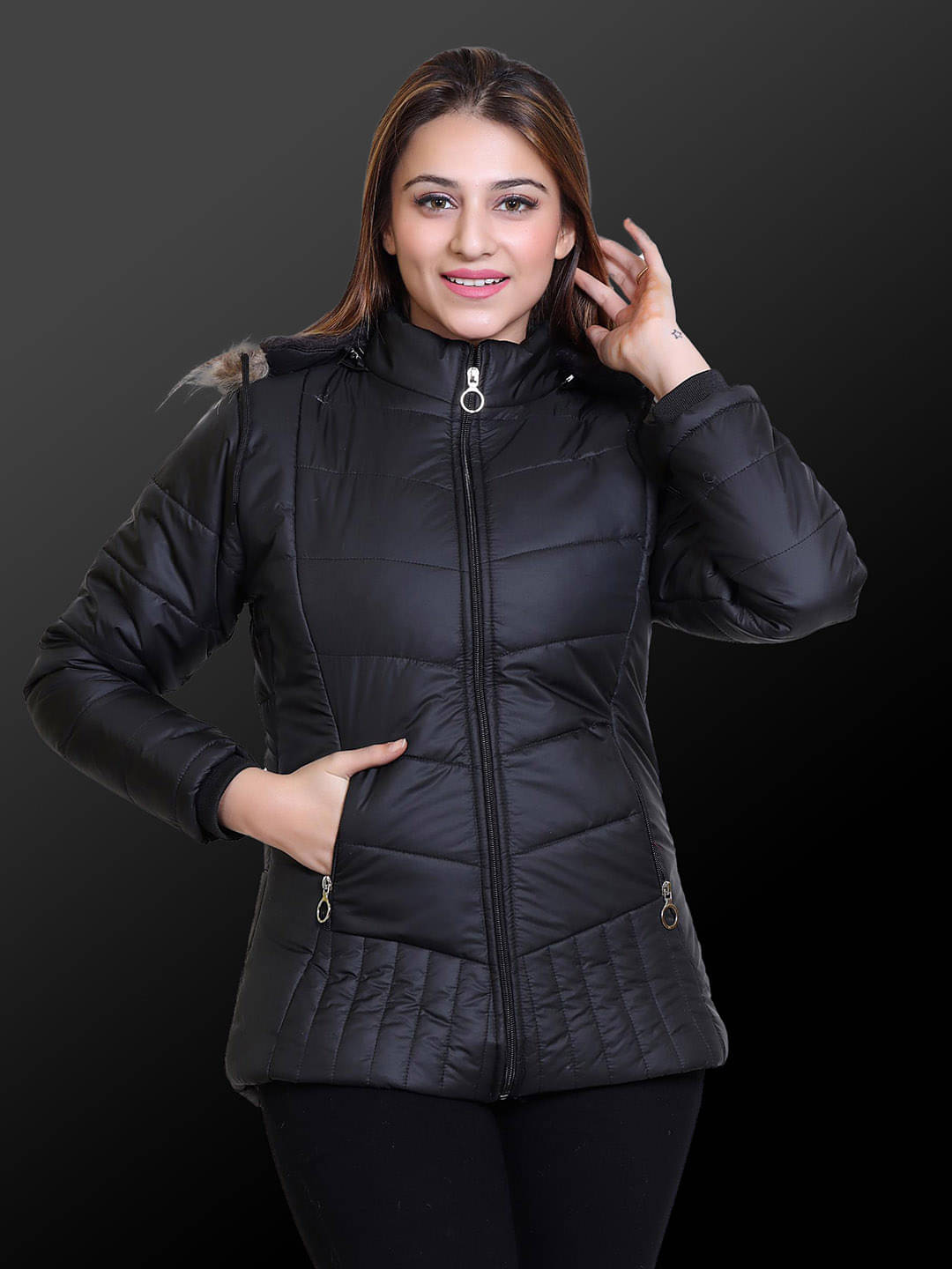 RIGHT DECISION Women Regular Jacket ( Black ) RIGHT DECISION Women Regular Jacket ( Black )