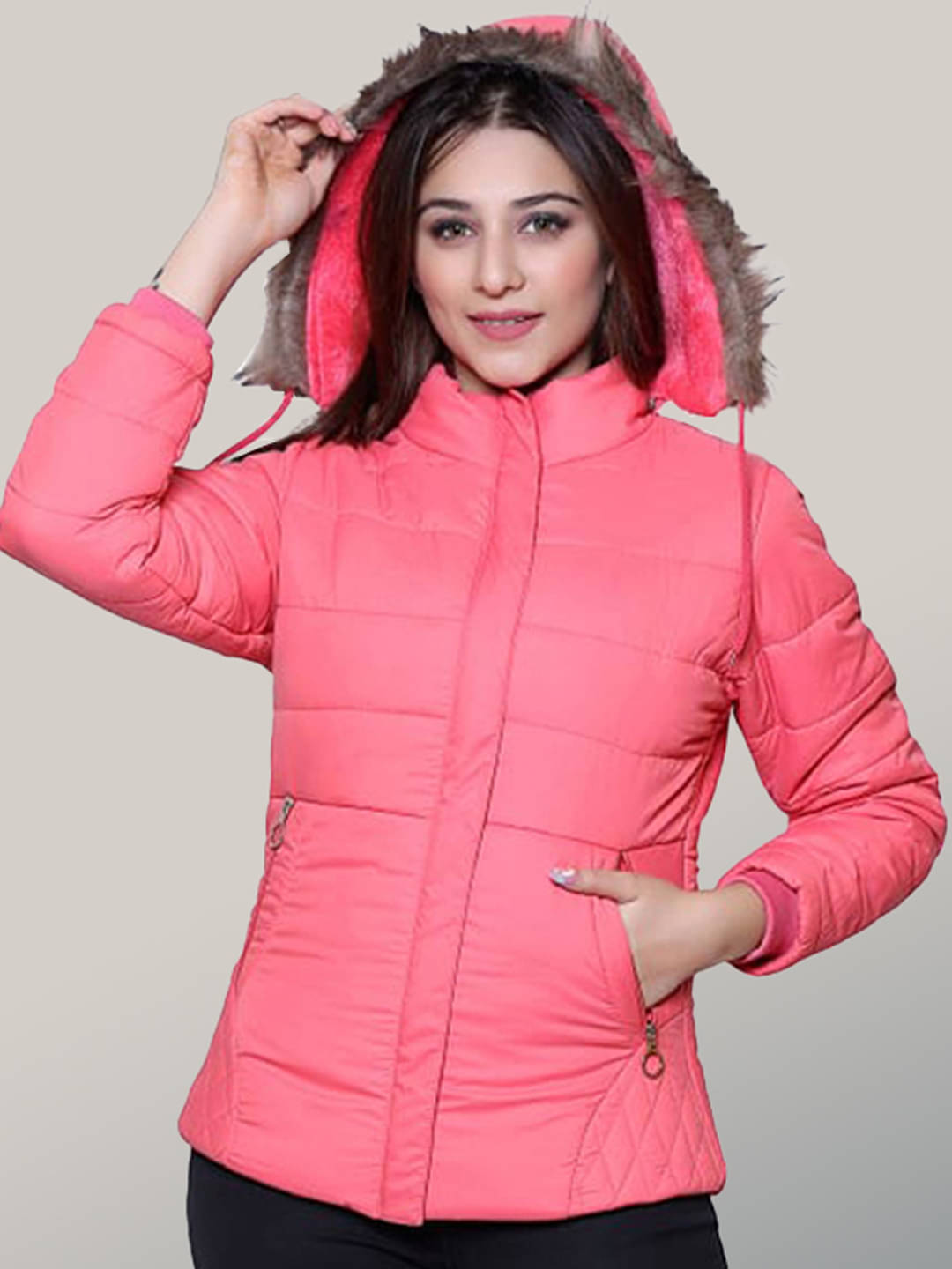 RIGHT DECISION - Polyester Blend Pink Hooded Jackets Pack of 1 RIGHT DECISION - Polyester Blend Pink Hooded Jackets Pack of 1