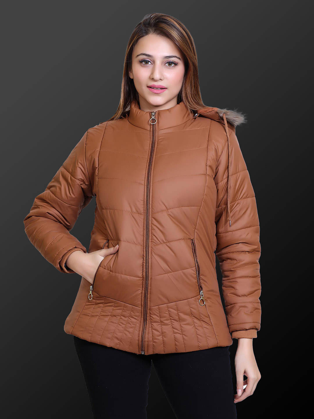 RIGHT DECISION - Polyester Blend Tan Hooded Jackets Pack of 1 RIGHT DECISION - Polyester Blend Tan Hooded Jackets Pack of 1