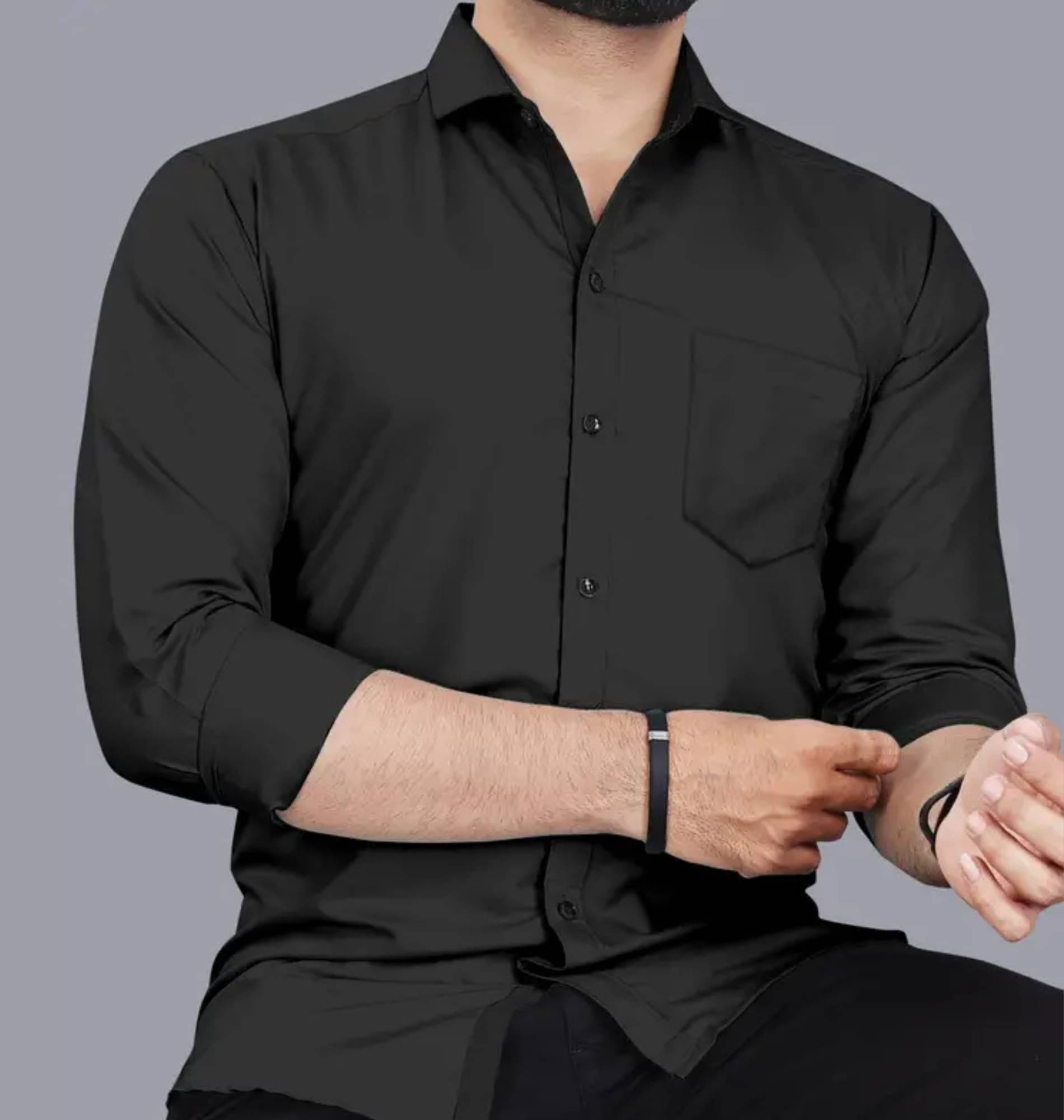     			Shiv Sales Cotton Blend Regular Fit Solids Full Sleeves Men's Casual Shirt - Black ( Pack of 1 )
