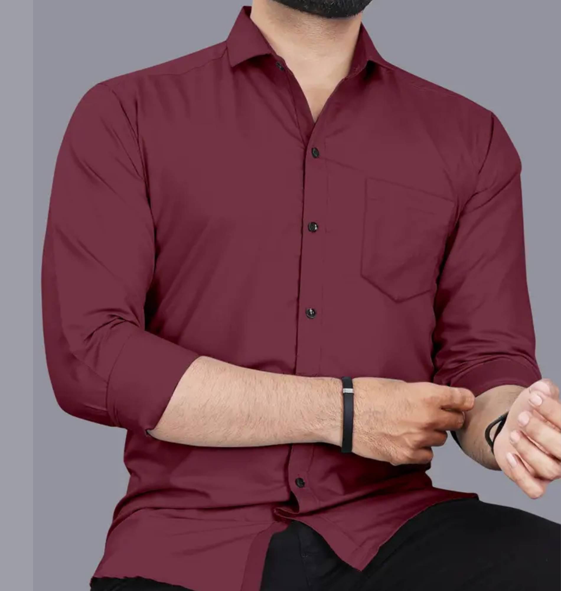 Shiv Sales Cotton Blend Regular Fit Solids Full Sleeves Men's Casual Shirt - Maroon ( Pack of 1 ) Shiv Sales Cotton Blend Regular Fit Solids Full Sleeves Men's Casual Shirt - Maroon ( Pack of 1 )