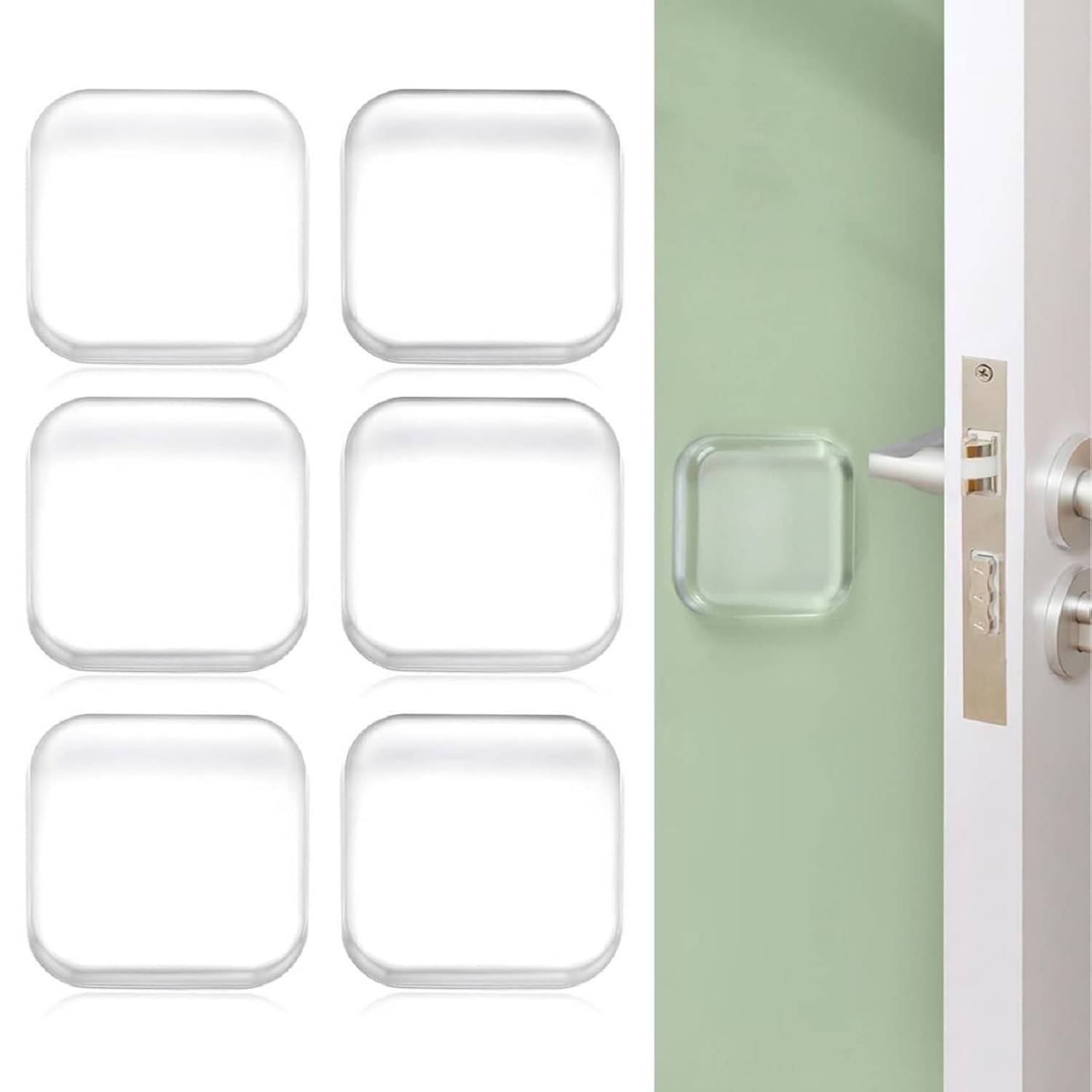     			Wall Protector Square – 6PCS Set (4CM) – Self-Adhesive Silicone Door Knob Bumper Pads – Wall Shield for Handle Impact Protection – Transparent Cushion for Home & Office
