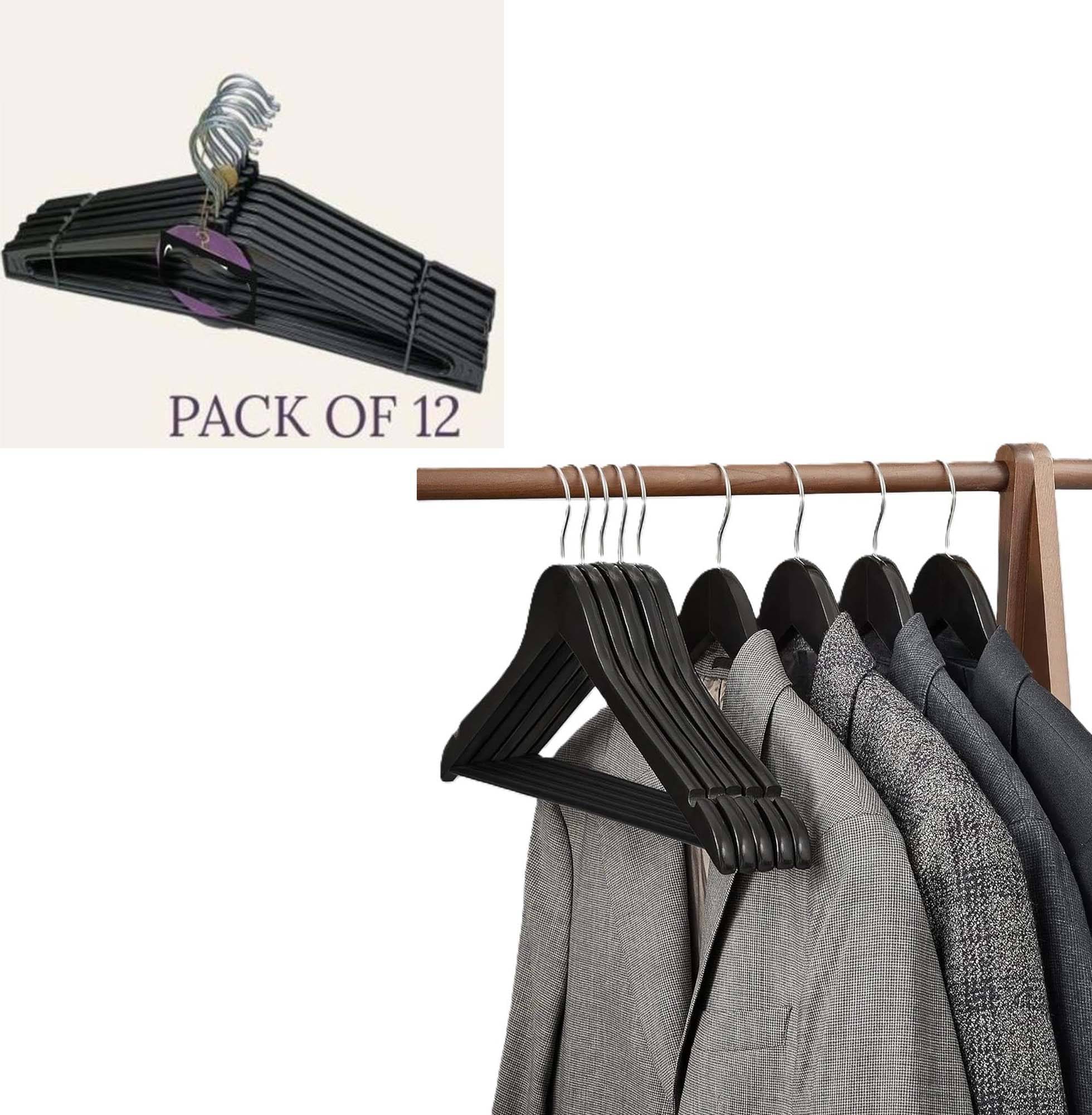 e Plastic Hanger (Set of 12) Black Clothes Hanger Space Saving Design Heavy Duty Lightweight Hanger for Hanging Shirts, Suits e Plastic Hanger (Set of 12) Black Clothes Hanger Space Saving Design Heavy Duty Lightweight Hanger for Hanging Shirts, Suits