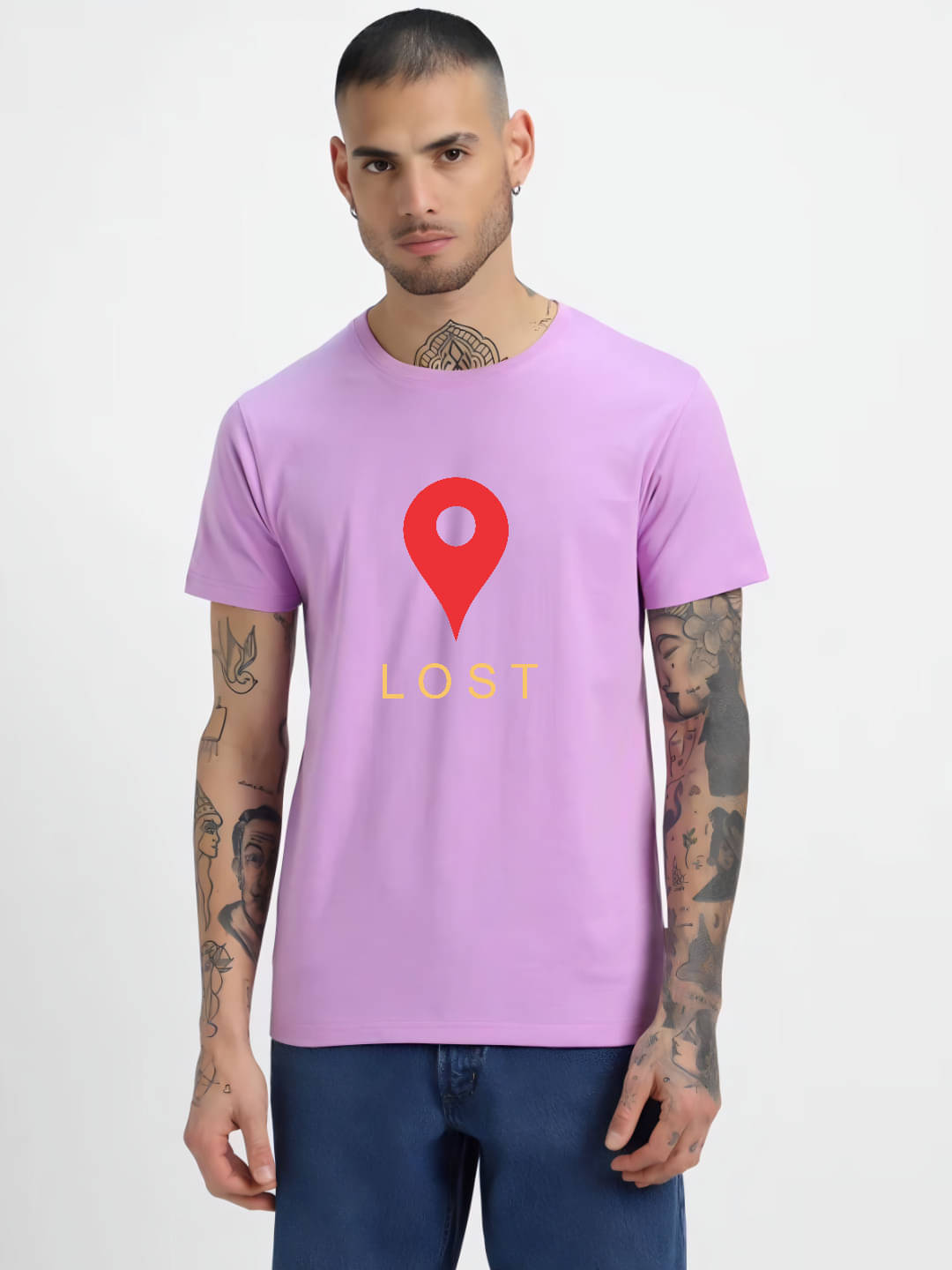     			hesha Men Cotton Regular Fit Printed T-Shirt ( Purple )