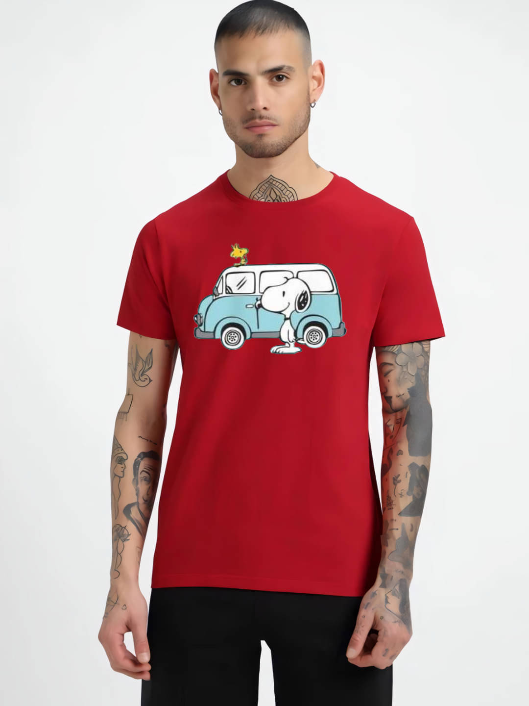     			hesha Men Cotton Regular Fit Printed T-Shirt ( Red )