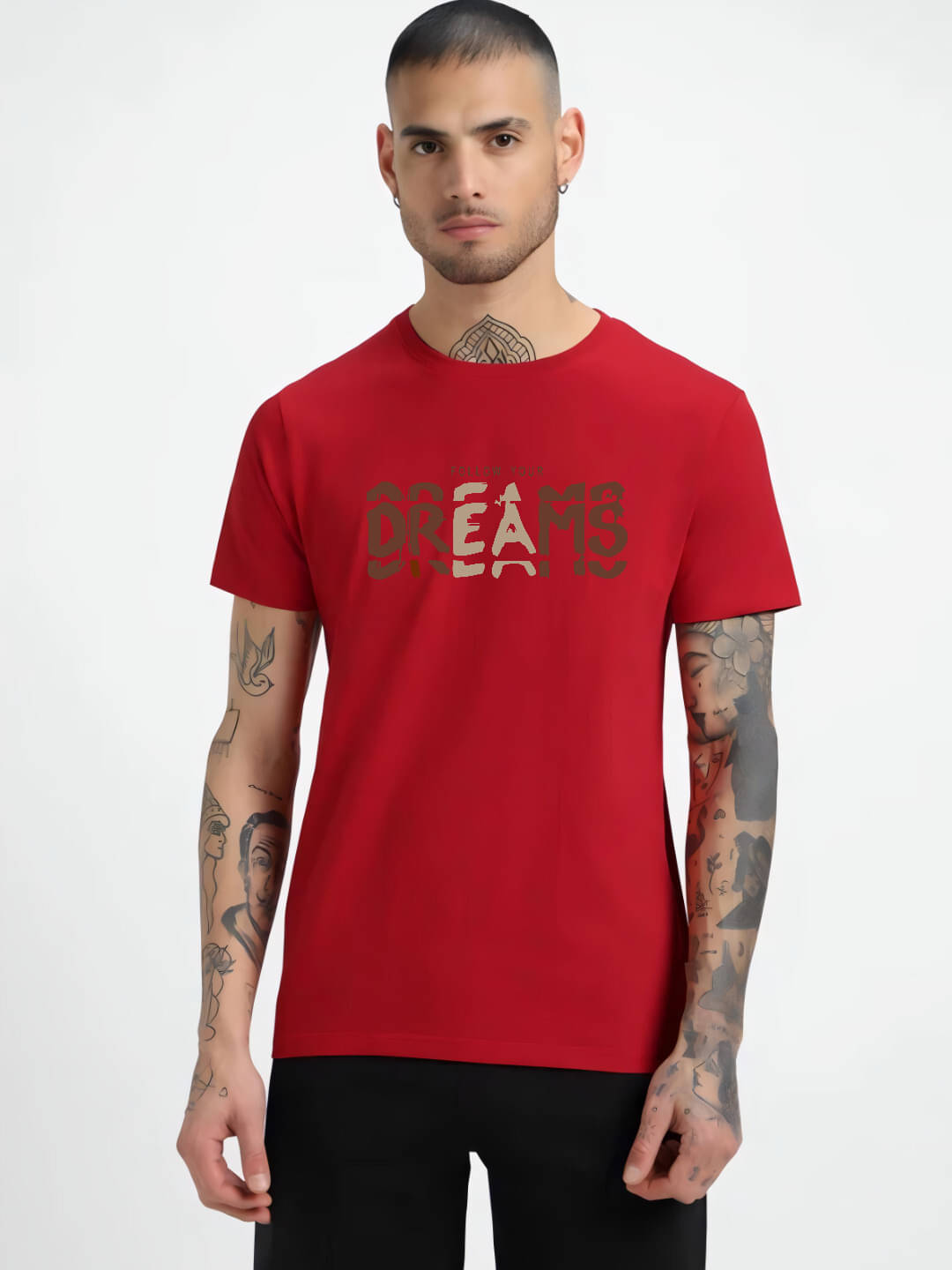 hesha Men Cotton Regular Fit Printed T-Shirt ( Red ) hesha Men Cotton Regular Fit Printed T-Shirt ( Red )