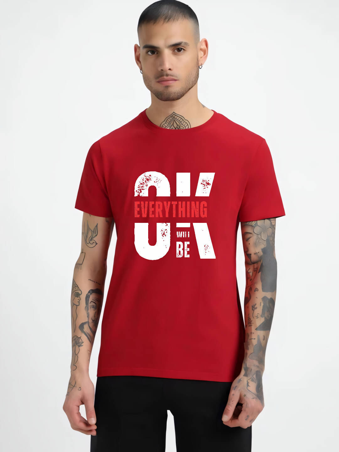     			hesha Men Cotton Regular Fit Printed T-Shirt ( RED )