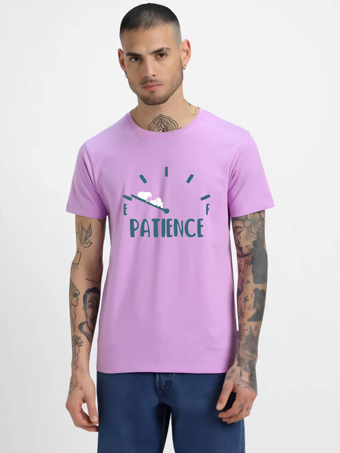    			hesha Men Cotton Regular Fit Printed T-Shirt ( Lavender )