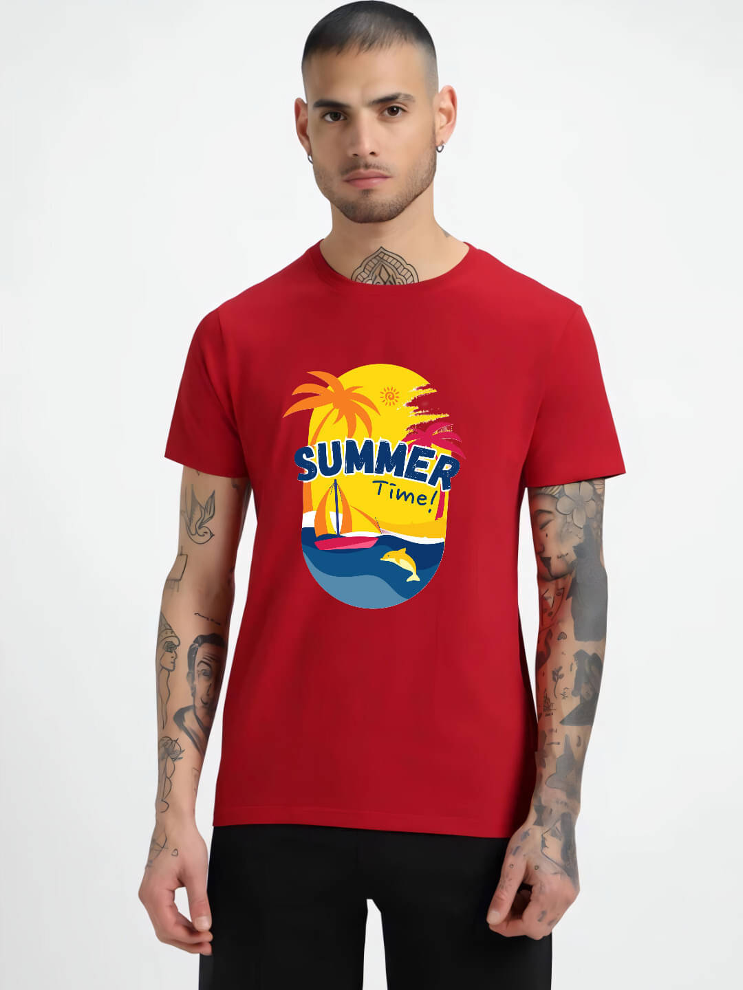     			hesha Men Cotton Regular Fit Printed T-Shirt ( Red )