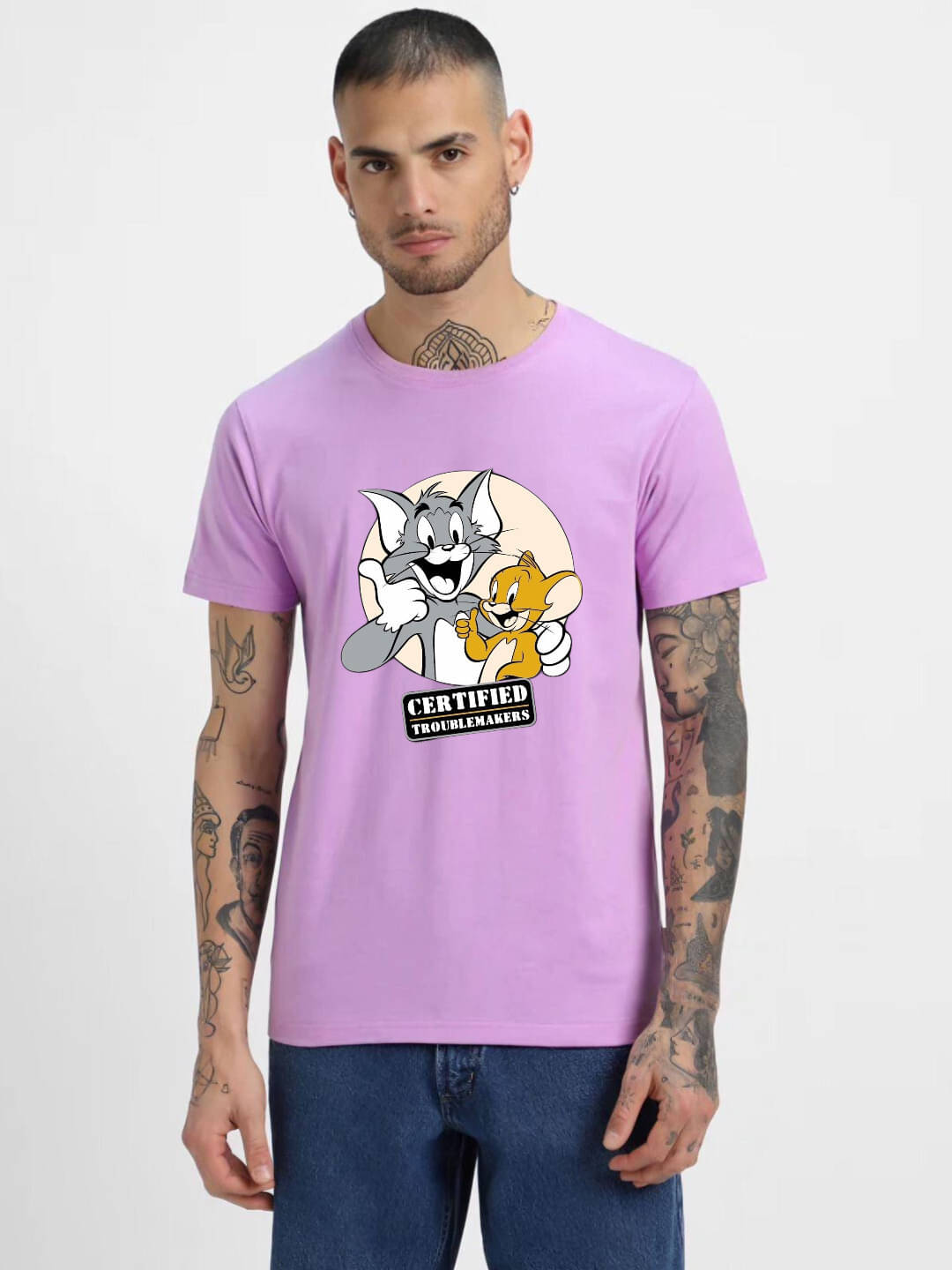     			hesha Men Cotton Regular Fit Printed T-Shirt ( Purple )