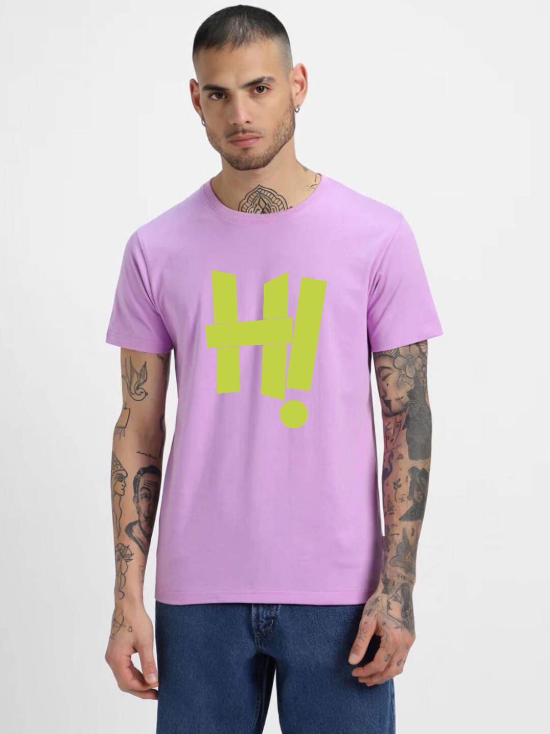     			hesha Men Cotton Regular Fit Printed T-Shirt ( Purple )
