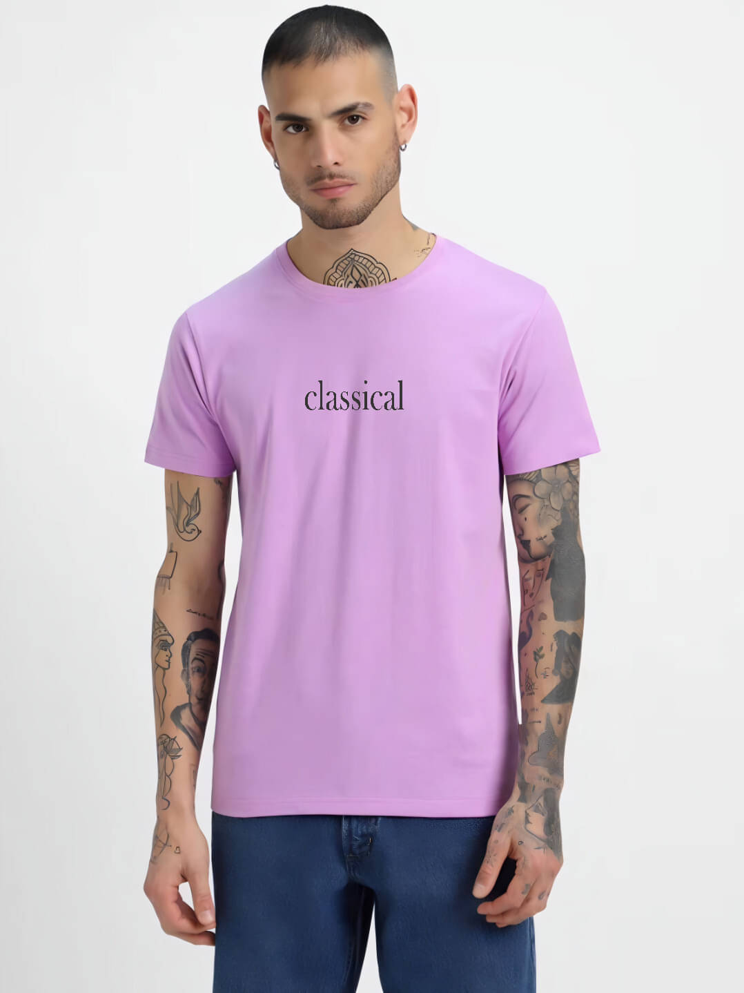     			hesha Men Cotton Regular Fit Printed T-Shirt ( Lavender )