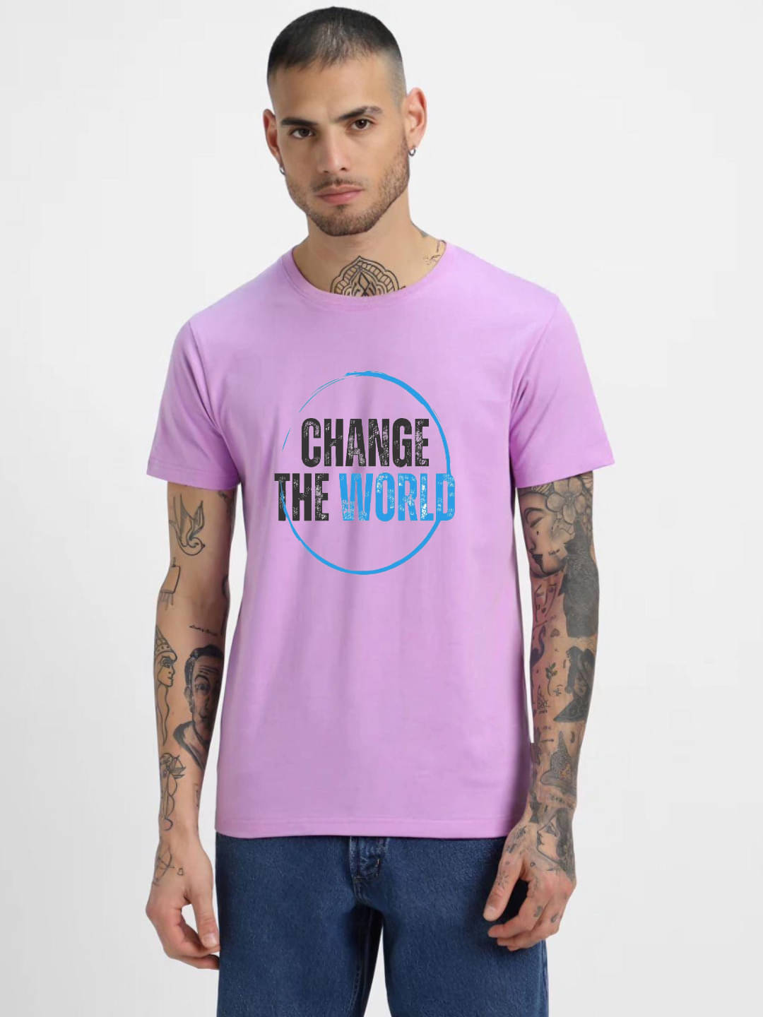     			hesha Men Cotton Regular Fit Printed T-Shirt ( Purple )