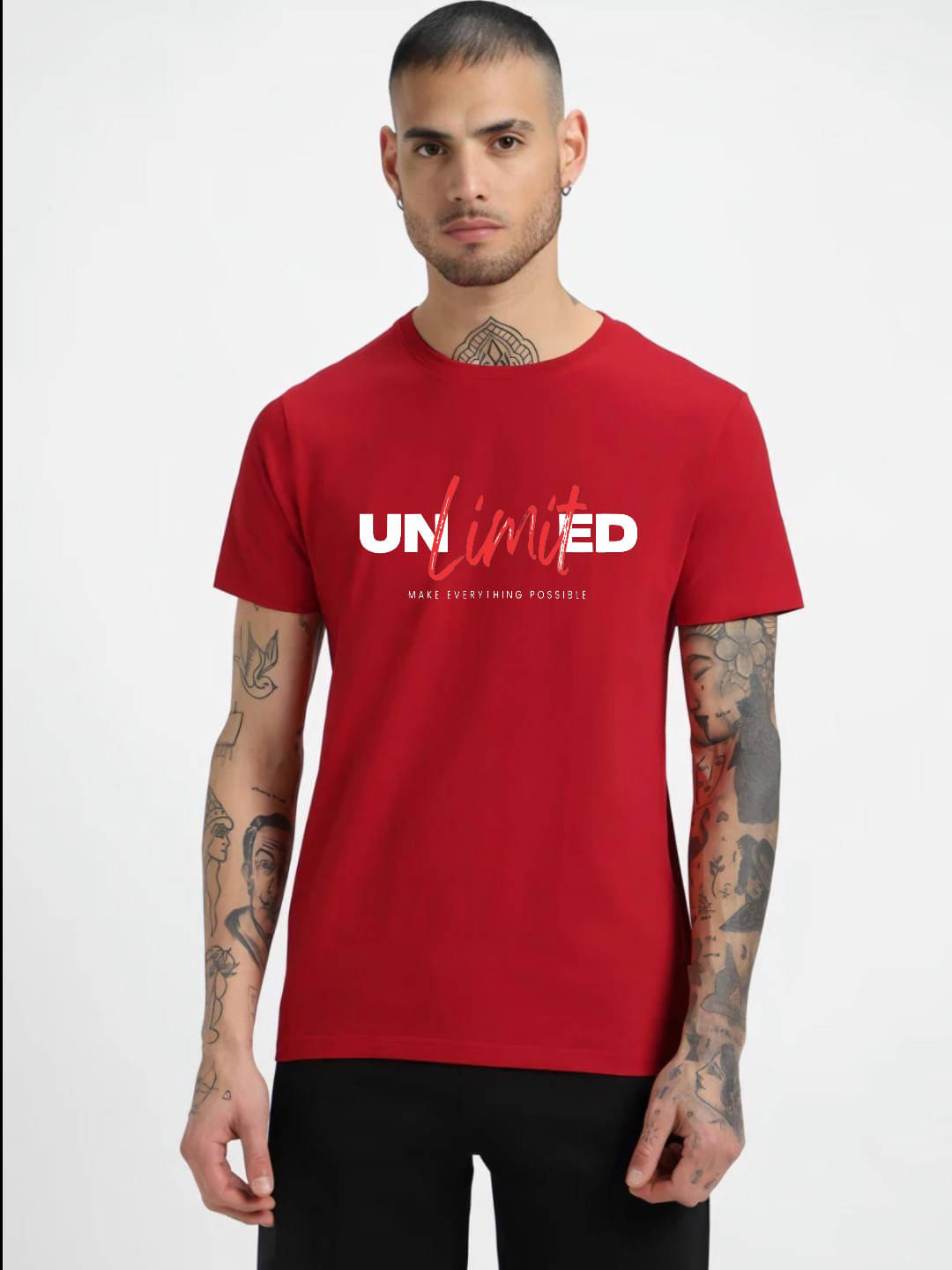     			hesha Men Cotton Regular Fit Printed T-Shirt ( Red )