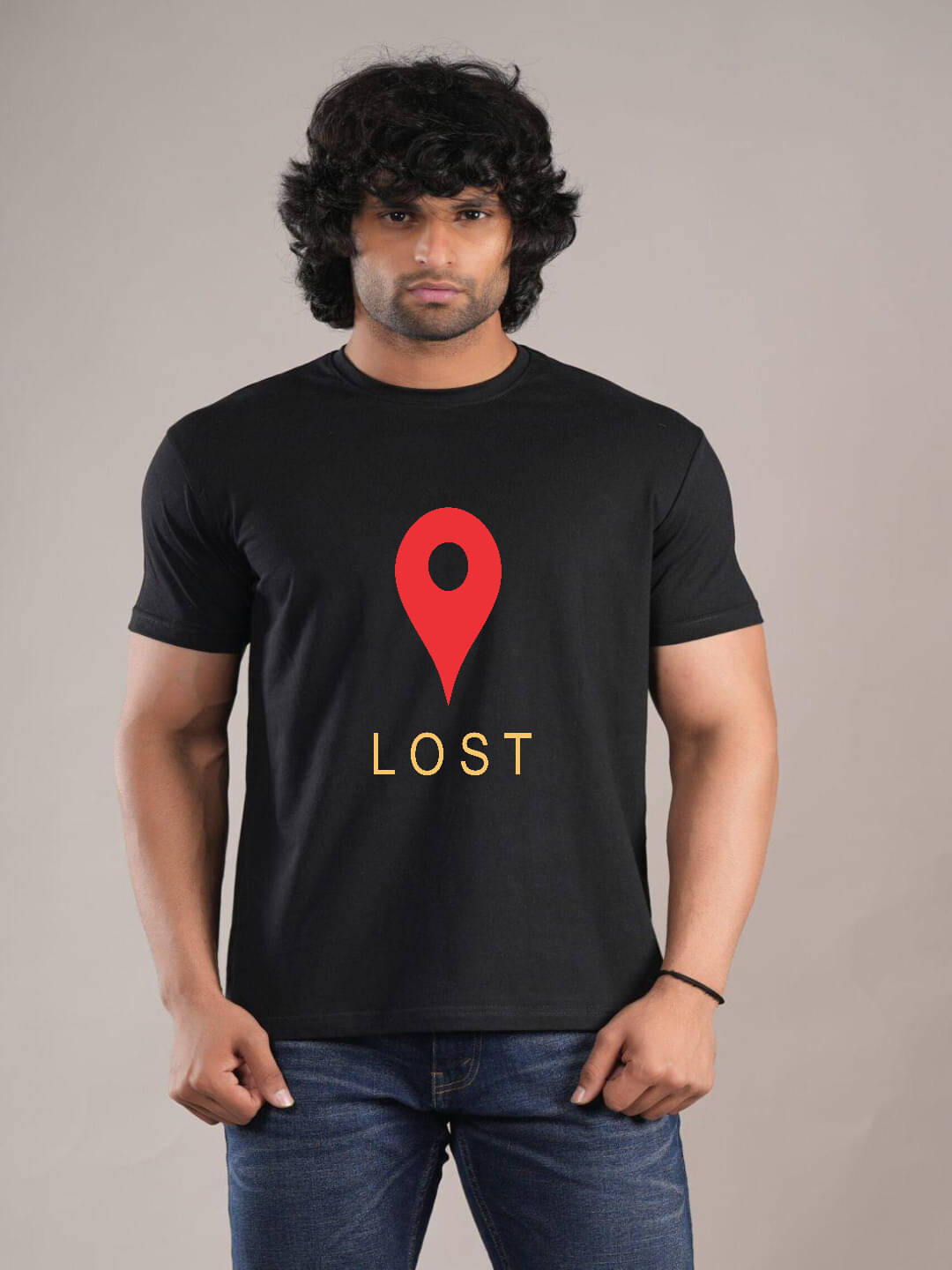     			hesha Men Cotton Regular Fit Printed T-Shirt ( Black )