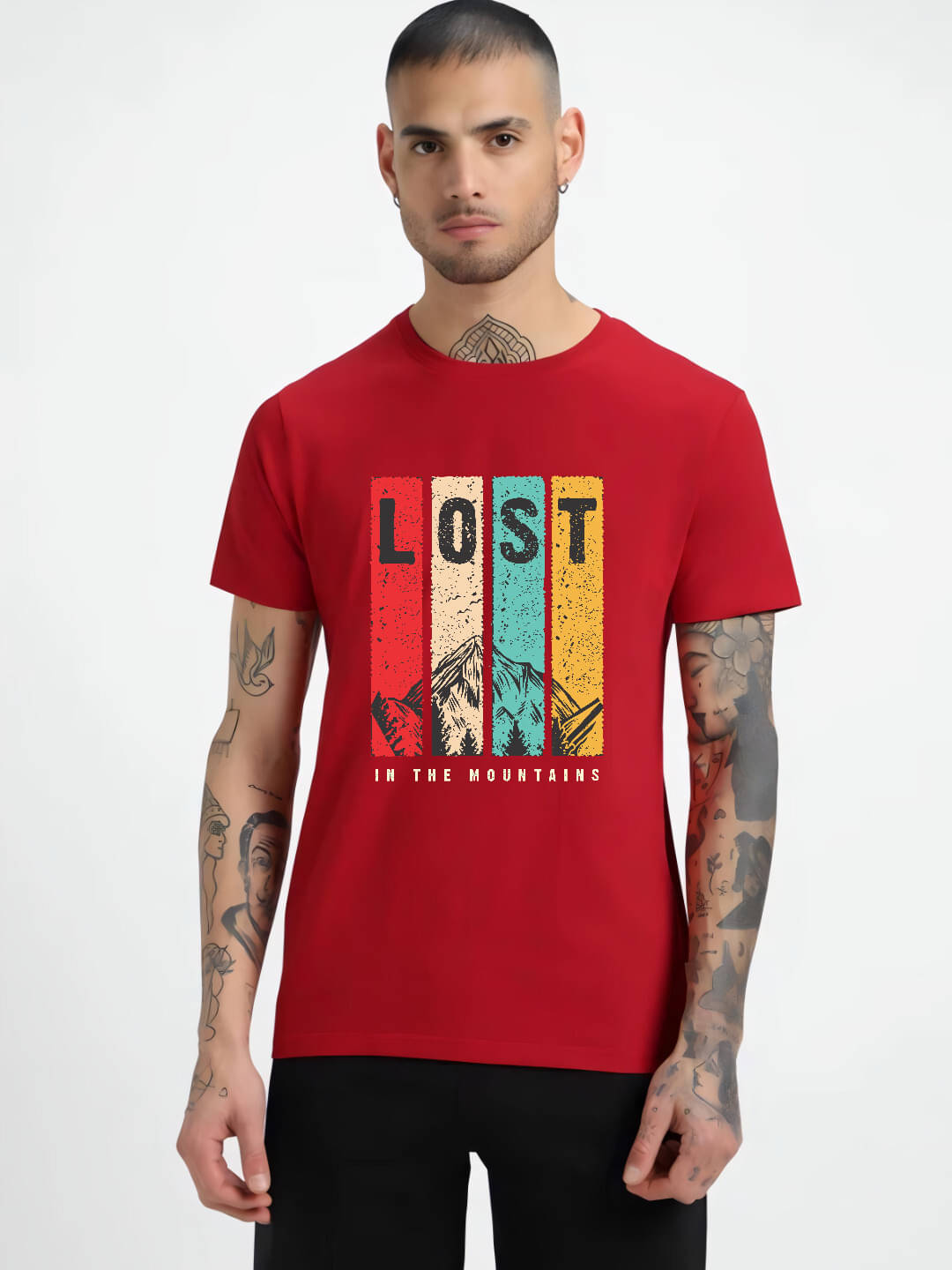     			hesha Men Cotton Regular Fit Printed T-Shirt ( Red )