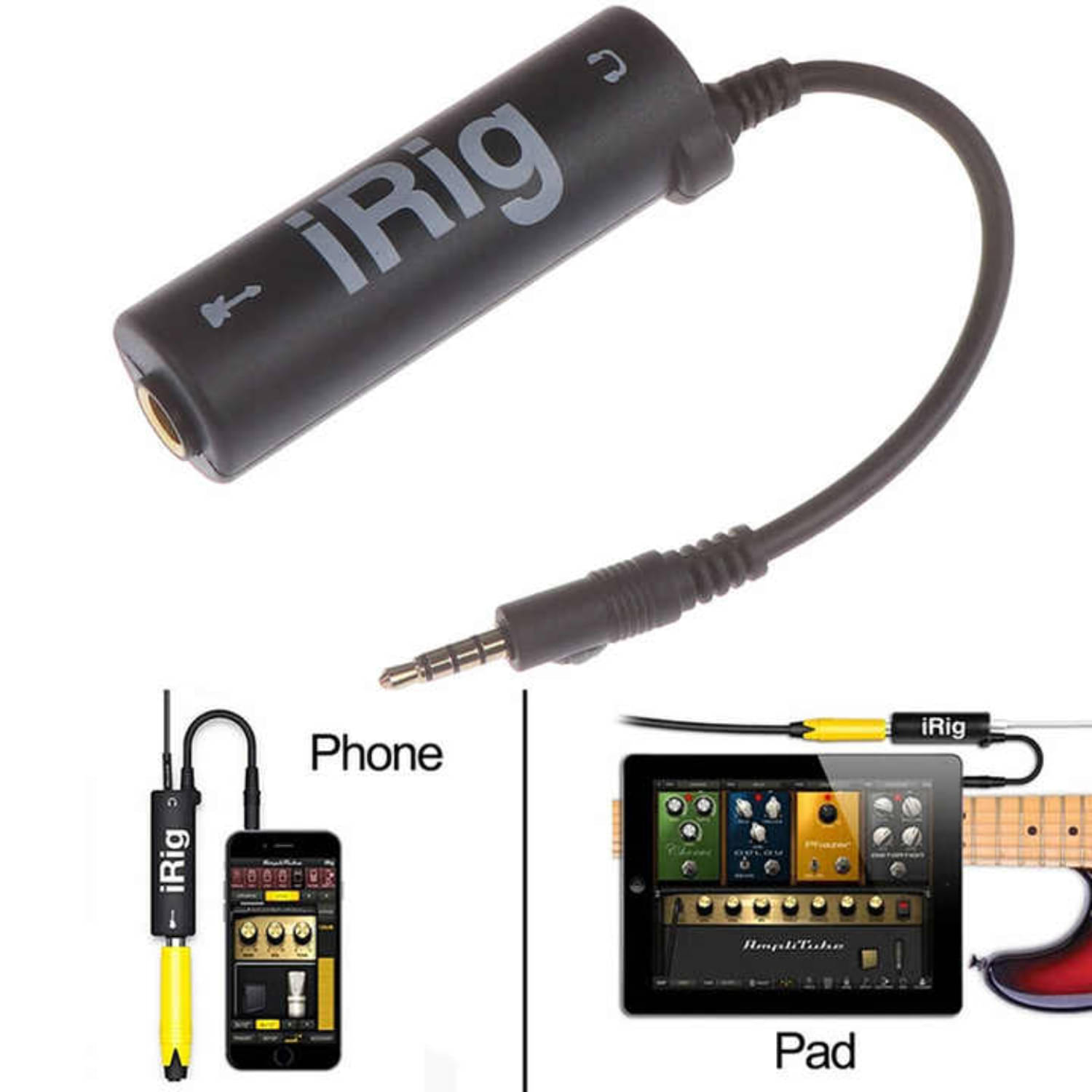     			iRig Mobile Guitar Interface Adapter - 3.5mm Jack Audio Interface for iPhone, iPad, Mic & Headphone Support, Multimedia Ampli Tube Guitar Interface Adaptor Note: Not Suitable for Android Users