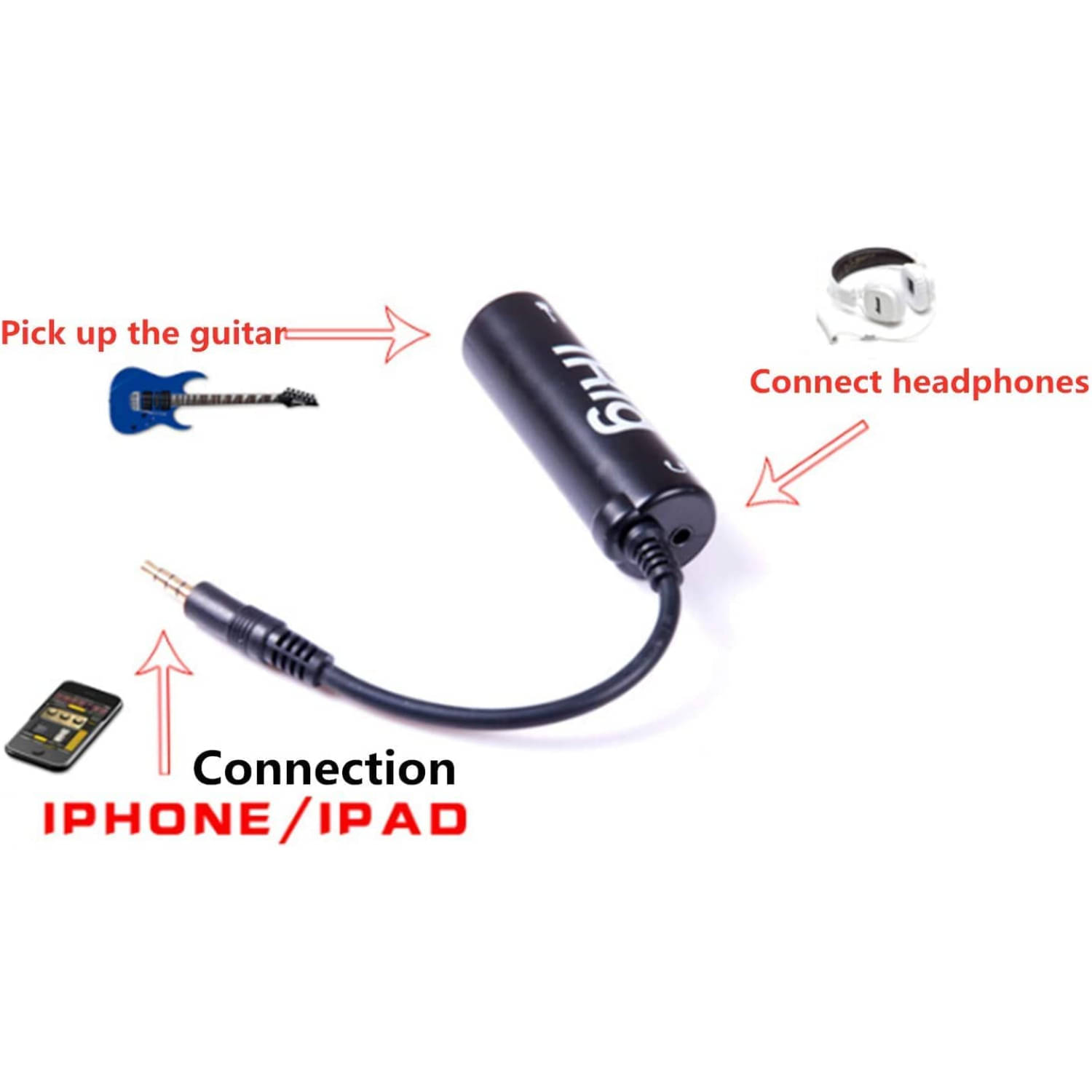     			iRig Mobile Guitar Mic Interface Adapter, Multimedia Ampli Tube Guitar Interface Adaptor - Audio Connector with 3.5mm Jack for iOS Devices, Supports Headphone & Microphone Input Note: Not Suitable for Android Users