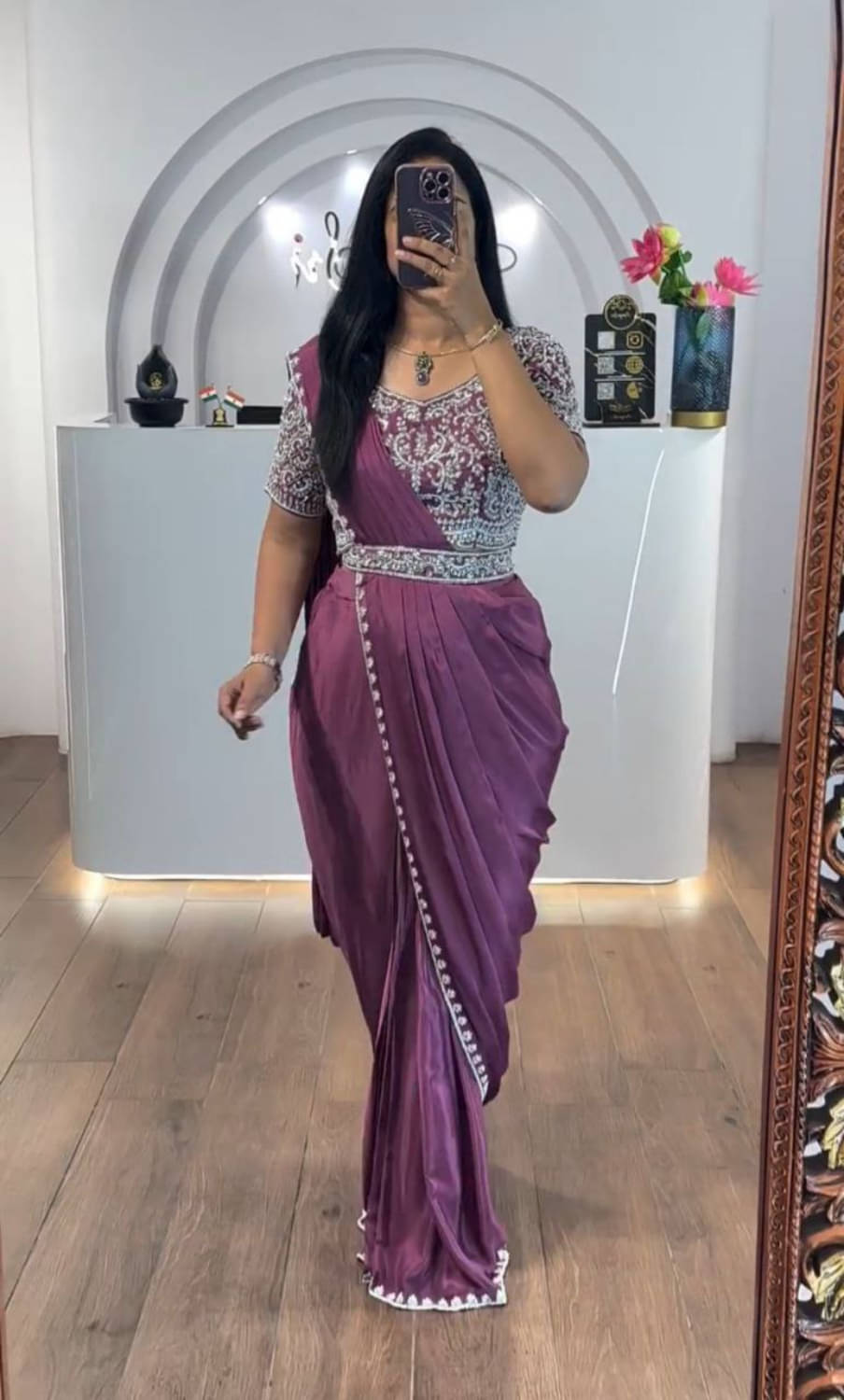 kastbhanjan Chiffon Embroidered Regular Saree With Stitched Blouse ( Light Blue ) kastbhanjan Chiffon Embroidered Regular Saree With Stitched Blouse ( Light Blue )