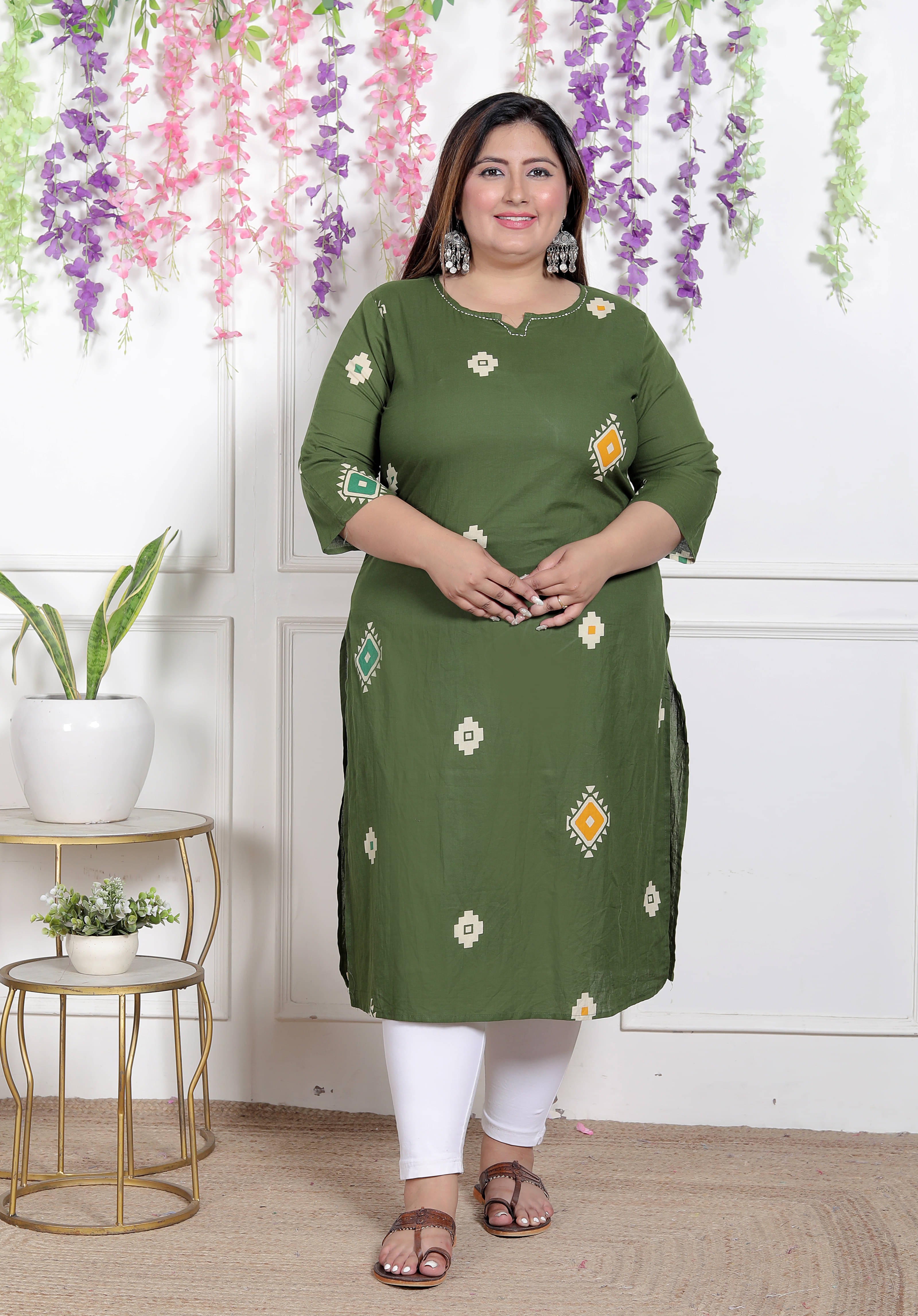 AKRITIK Women Cotton Printed Straight Kurti ( Green ) AKRITIK Women Cotton Printed Straight Kurti ( Green )