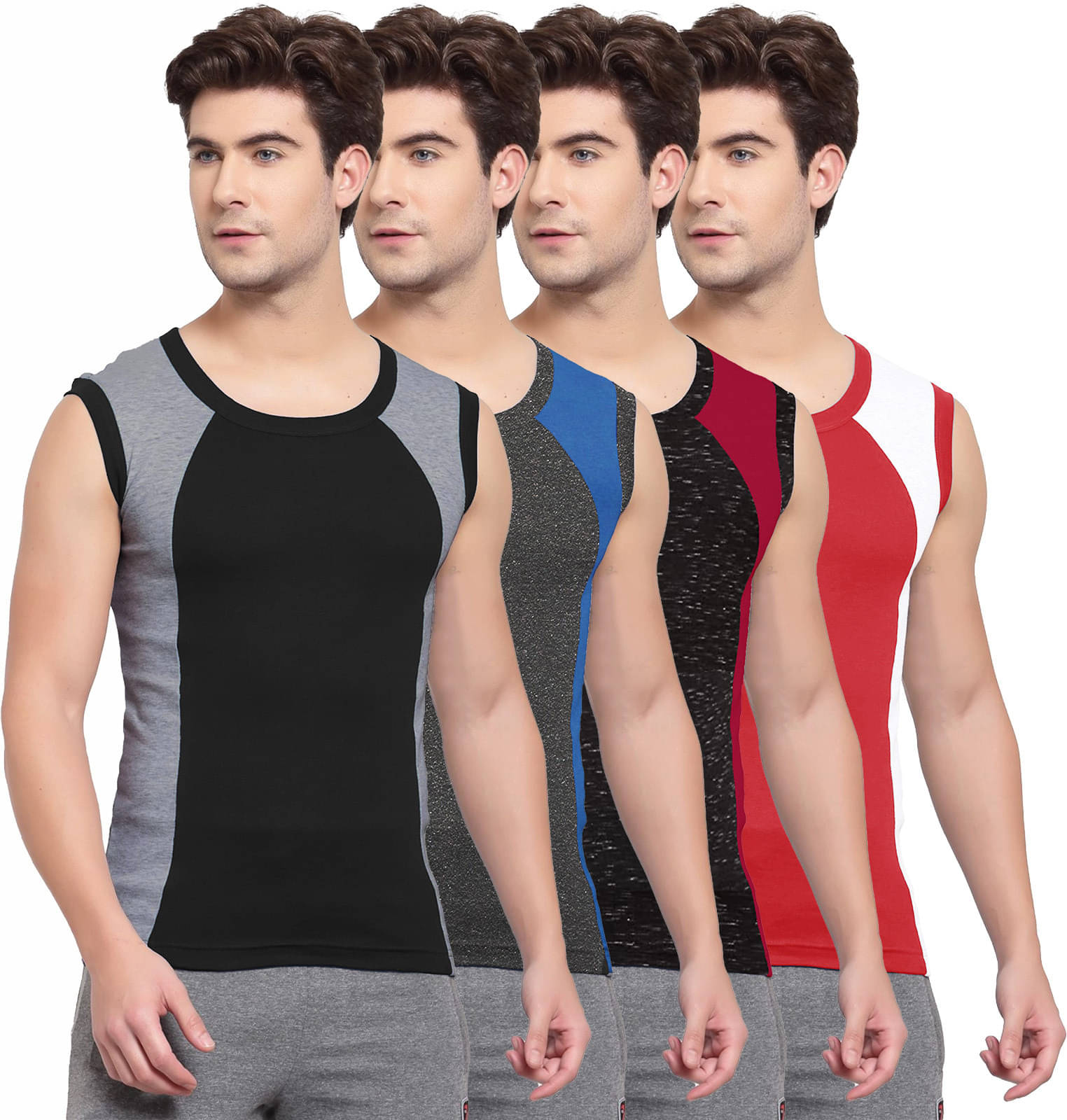     			Amul comfy Pack of 4 Cotton Basic Vest For Men ( Multicolor )