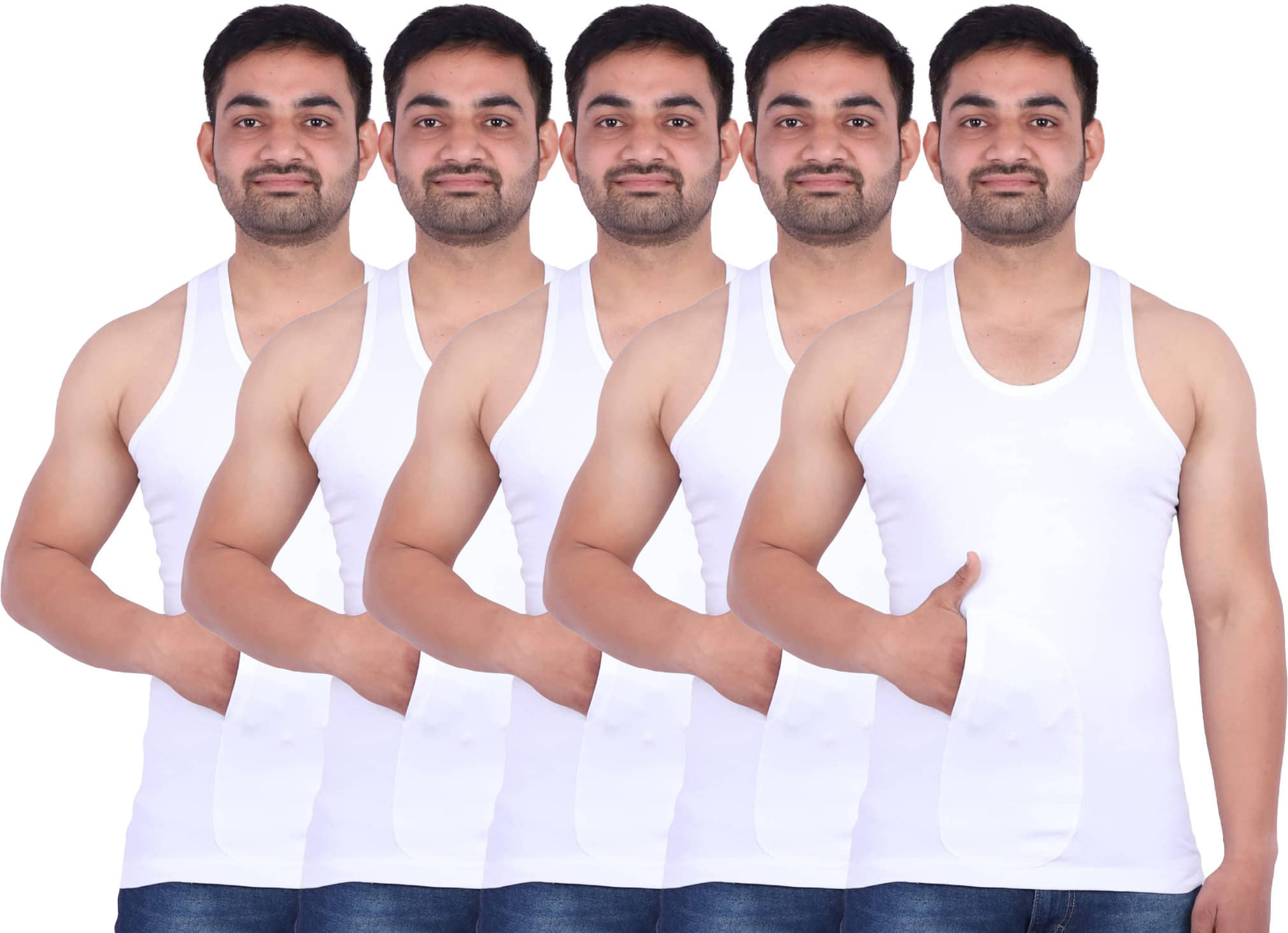 Amul comfy Pack of 5 Cotton Basic Vest For Men ( White ) Amul comfy Pack of 5 Cotton Basic Vest For Men ( White )
