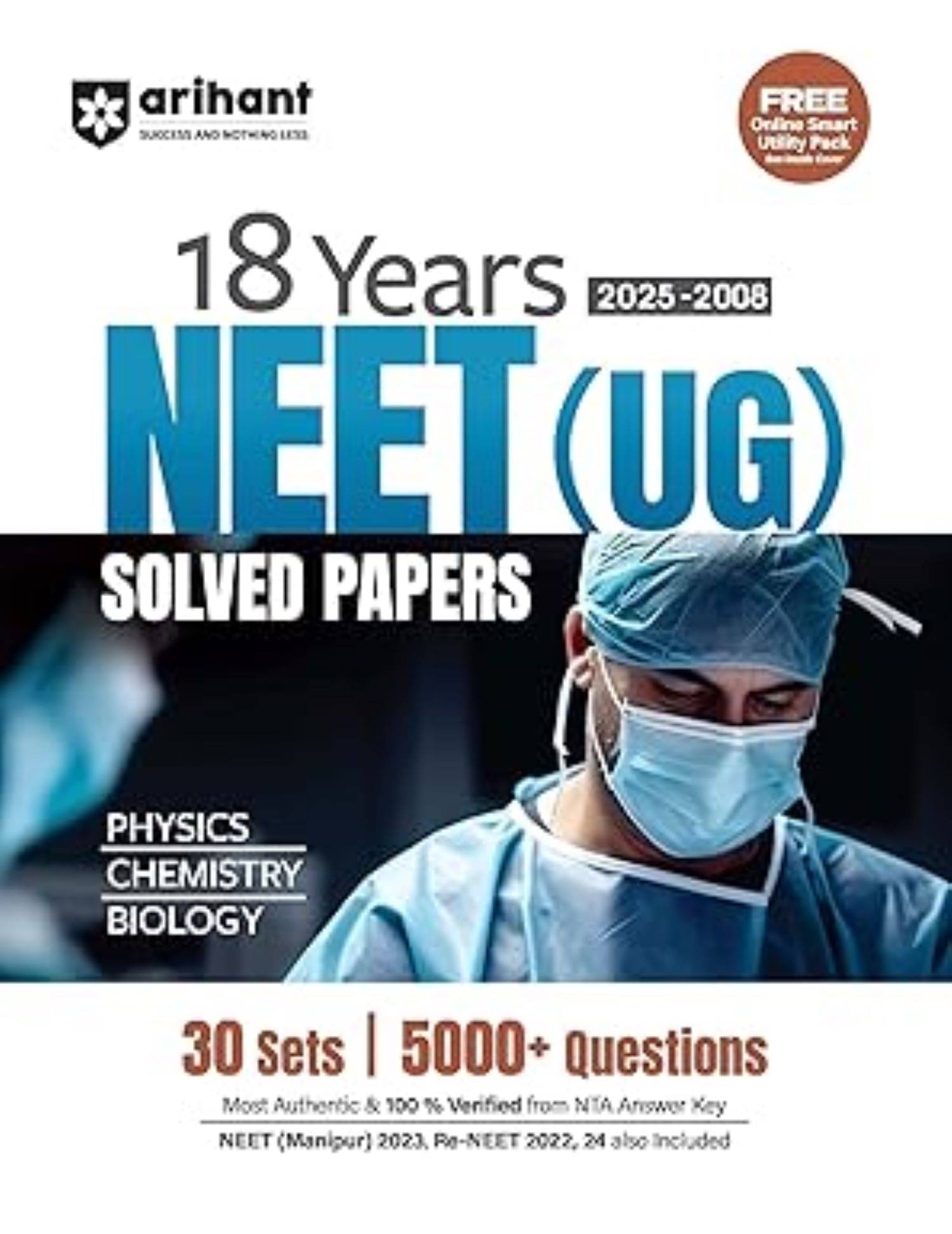     			Arihant 18 Years NEET (UG) Physics, Chemistry & Biology Solved Papers (2025–2008) | 30 Sets with 5000+ Questions
