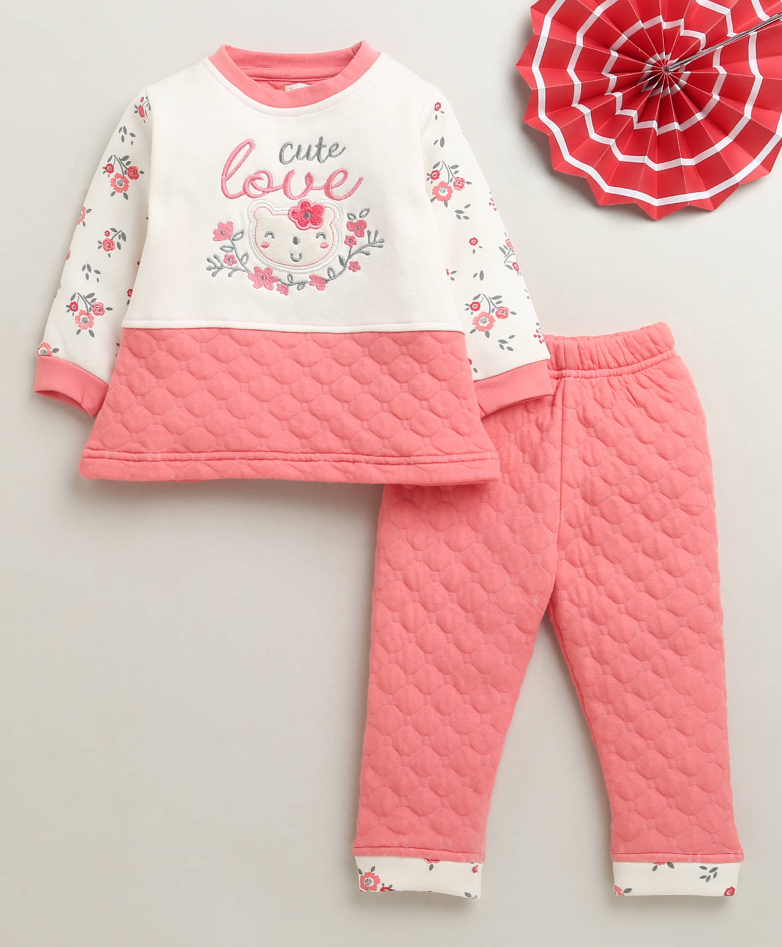     			BUMZEE Pack of 1 Baby Girls Polyester T-shirt & Pants ( Peach )