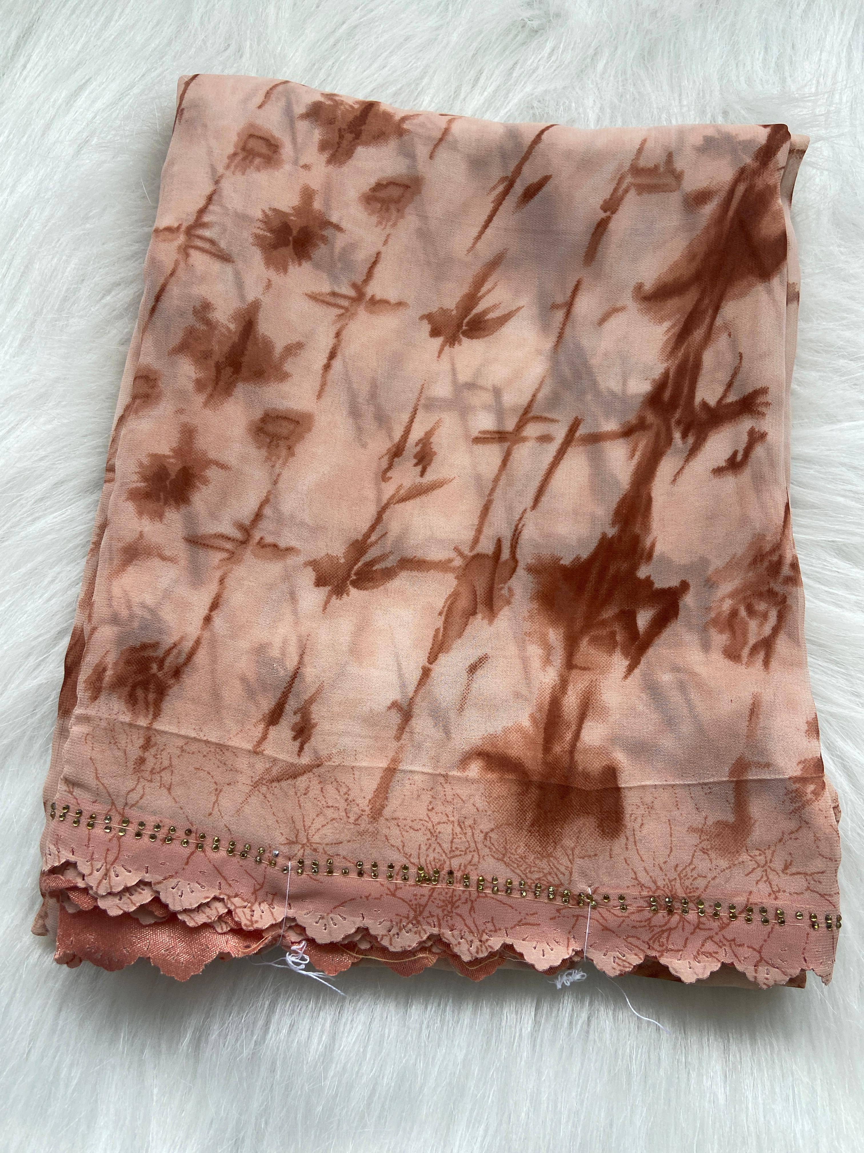 Bhavika Georgette Printed Saree With Stitched Blouse ( Brown ) Bhavika Georgette Printed Saree With Stitched Blouse ( Brown )