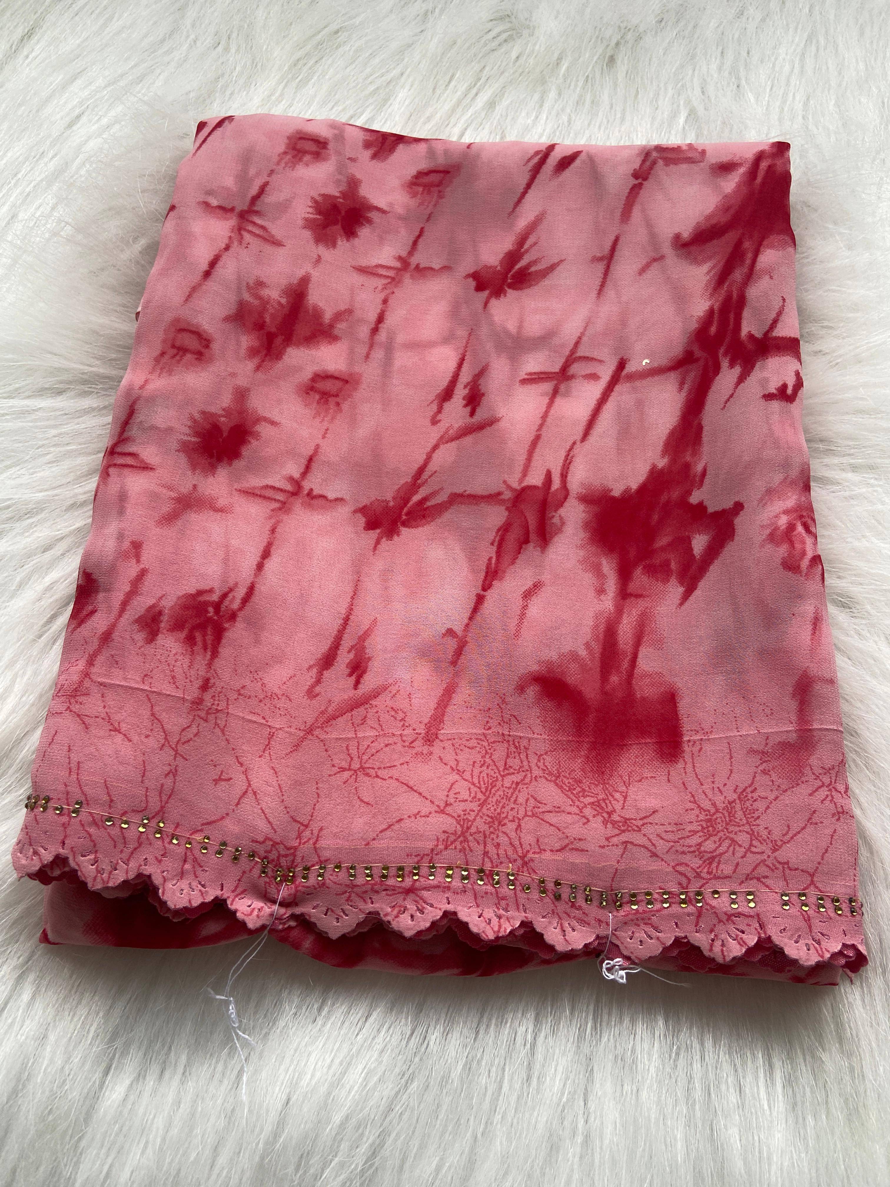 Bhavika Georgette Printed Saree With Stitched Blouse ( pink ) Bhavika Georgette Printed Saree With Stitched Blouse ( pink )
