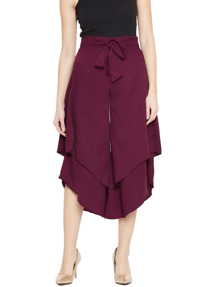     			Bitterlime Pack of 1 Polyester Loose Women's Casual Pants ( Burgundy )