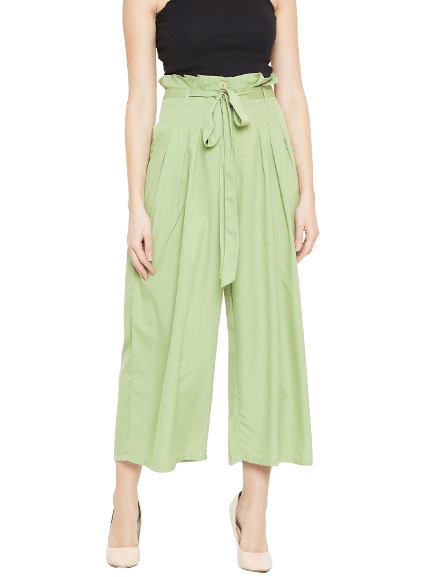     			Bitterlime Pack of 1 Polyester Loose Women's Casual Pants ( Green )