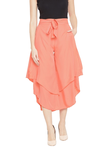     			Bitterlime Pack of 1 Polyester Loose Women's Casual Pants ( Peach )