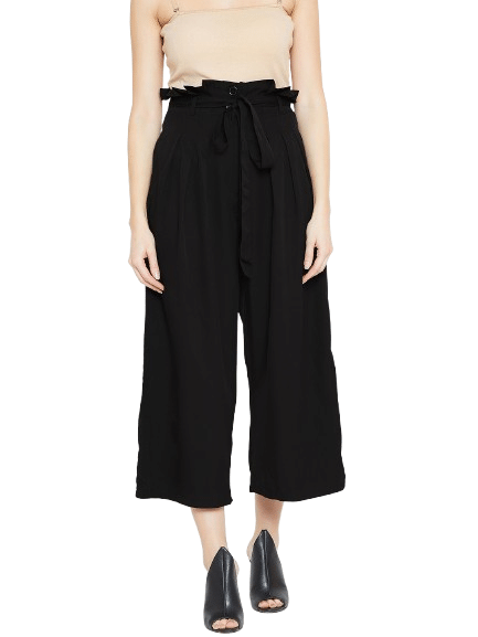     			Bitterlime Pack of 1 Polyester Loose Women's Casual Pants ( Black )