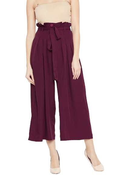     			Bitterlime Pack of 1 Polyester Loose Women's Casual Pants ( Burgundy )