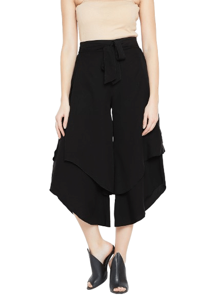     			Bitterlime Pack of 1 Polyester Loose Women's Casual Pants ( Black )