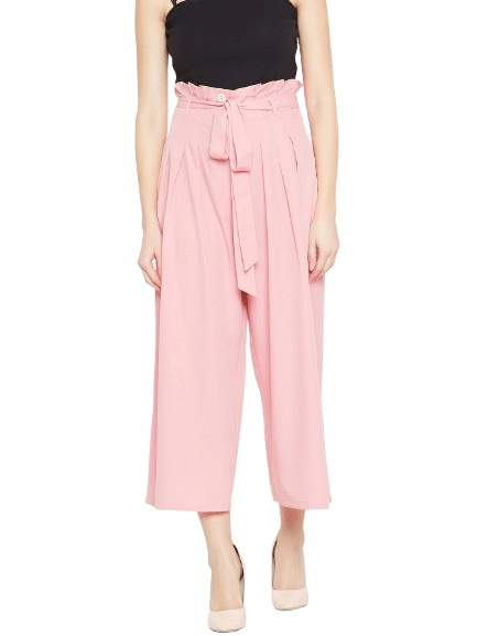     			Bitterlime Pack of 1 Polyester Loose Women's Casual Pants ( Pink )