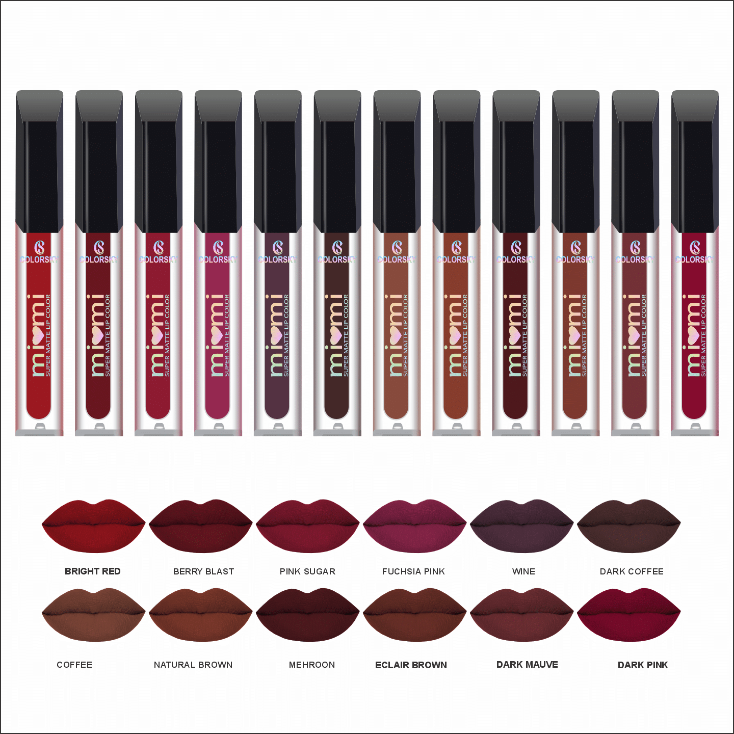 Color Sky Multi Matte Long Lasting Liquid Lipstick ( Pack of 12 ) Color Sky Multi Matte Long Lasting Liquid Lipstick ( Pack of 12 )