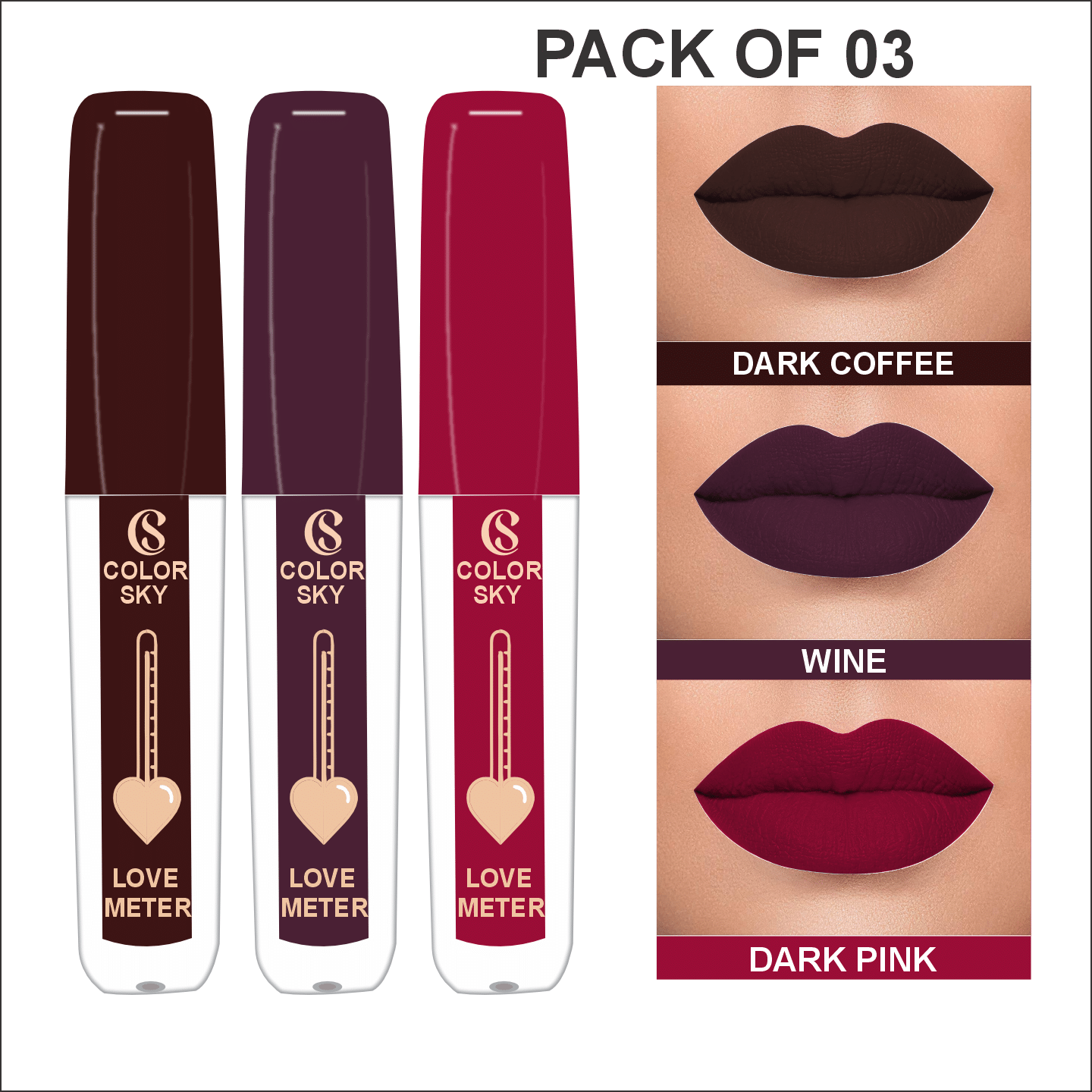 Color Sky Multi,Pink,Wine,Coffee Matte Long Lasting Liquid Lipstick ( Pack of 3 ) Color Sky Multi,Pink,Wine,Coffee Matte Long Lasting Liquid Lipstick ( Pack of 3 )
