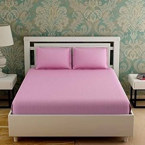     			DOMES FAB Satin 1 Double Bedsheet with 2 Pillow Covers ( Pink )